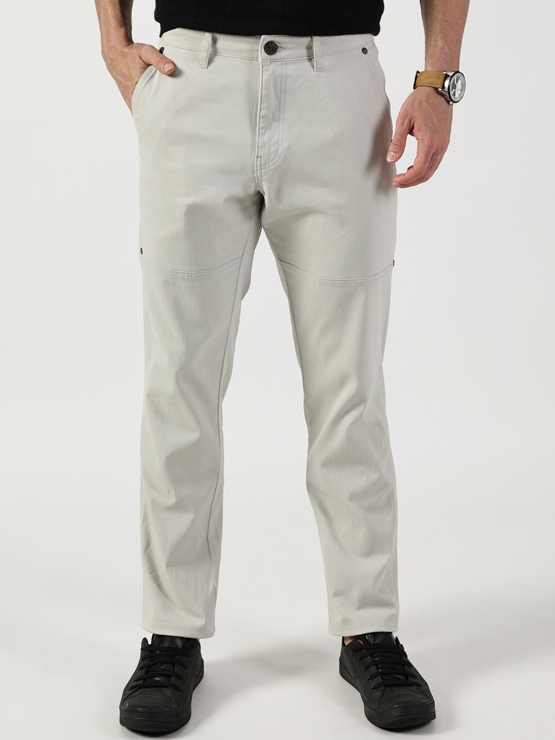 

Thomas Scott Men Smart Mid-Rise Regular Fit Trousers, Grey