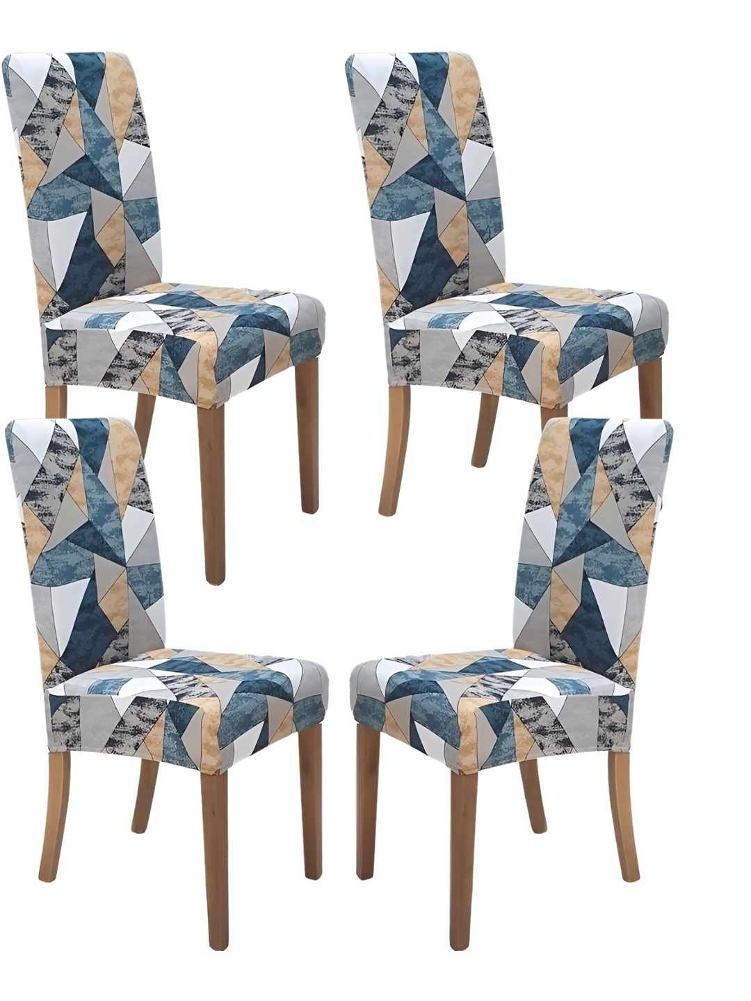 

KriShyam Blue & Yellow 4 Pieces Printed Chair Covers