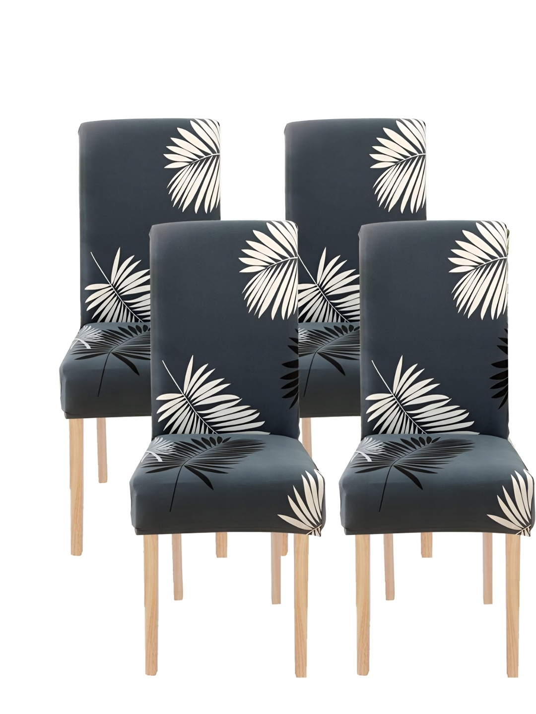 

KriShyam Grey & White 4 Pieces Printed Chair Covers