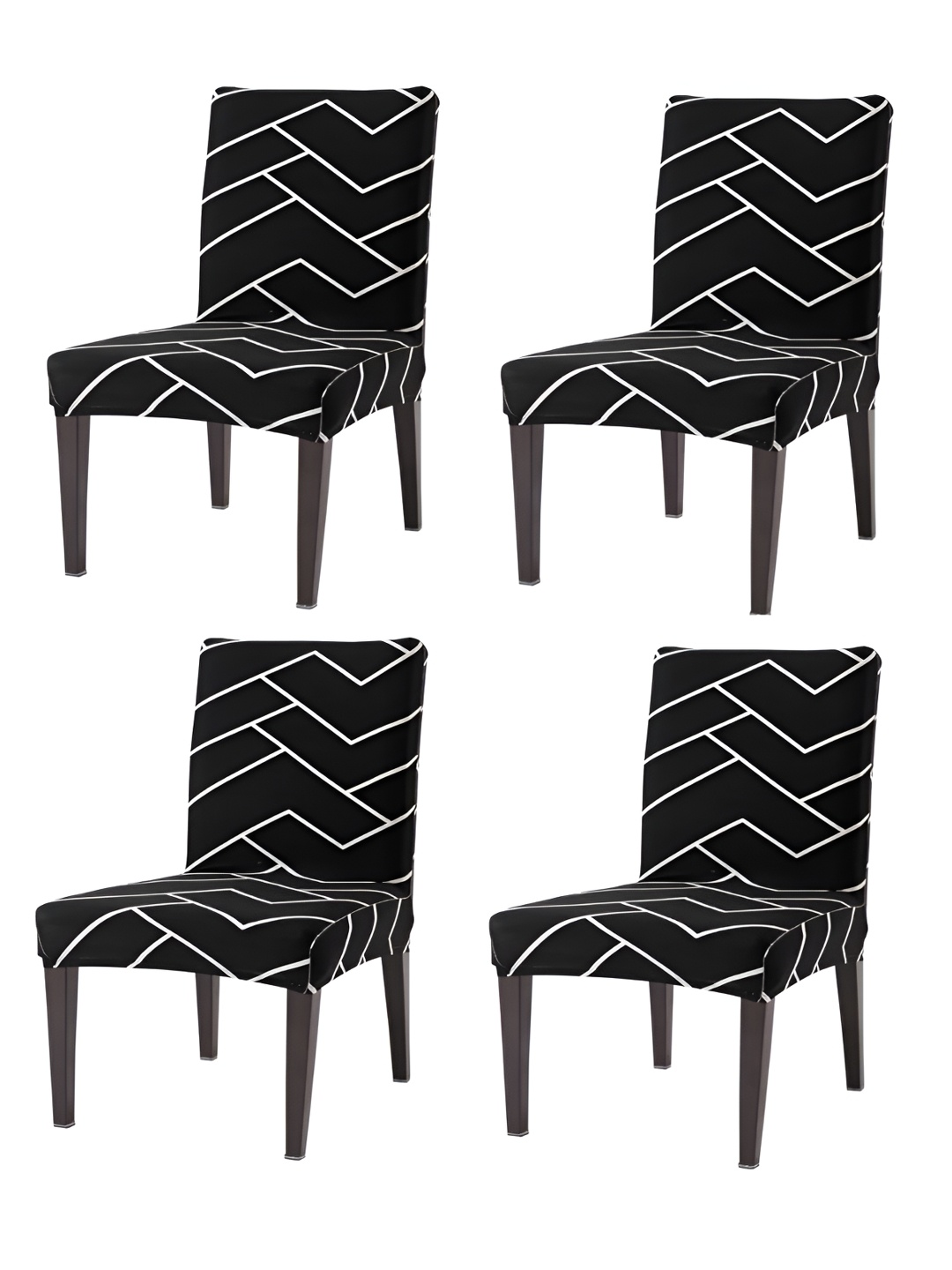 

KriShyam Black & White 4 Pieces Printed Chair Covers