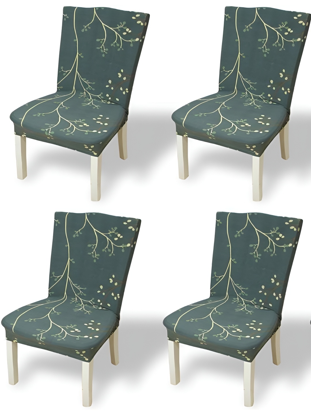 

KriShyam Green & Yellow 4 Pieces Printed Chair Covers