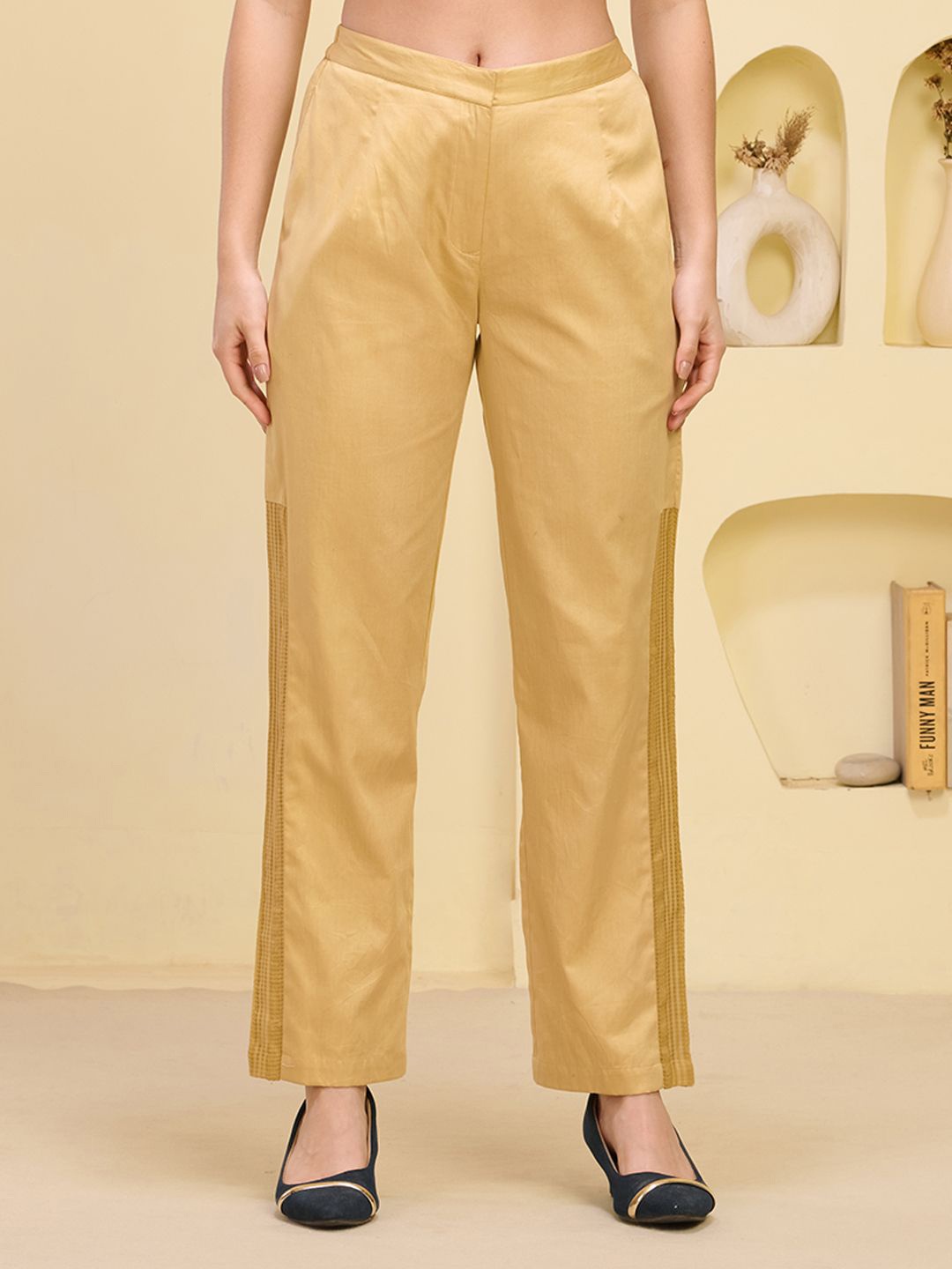 

First Resort by Ramola Bachchan Women Palazzos, Gold