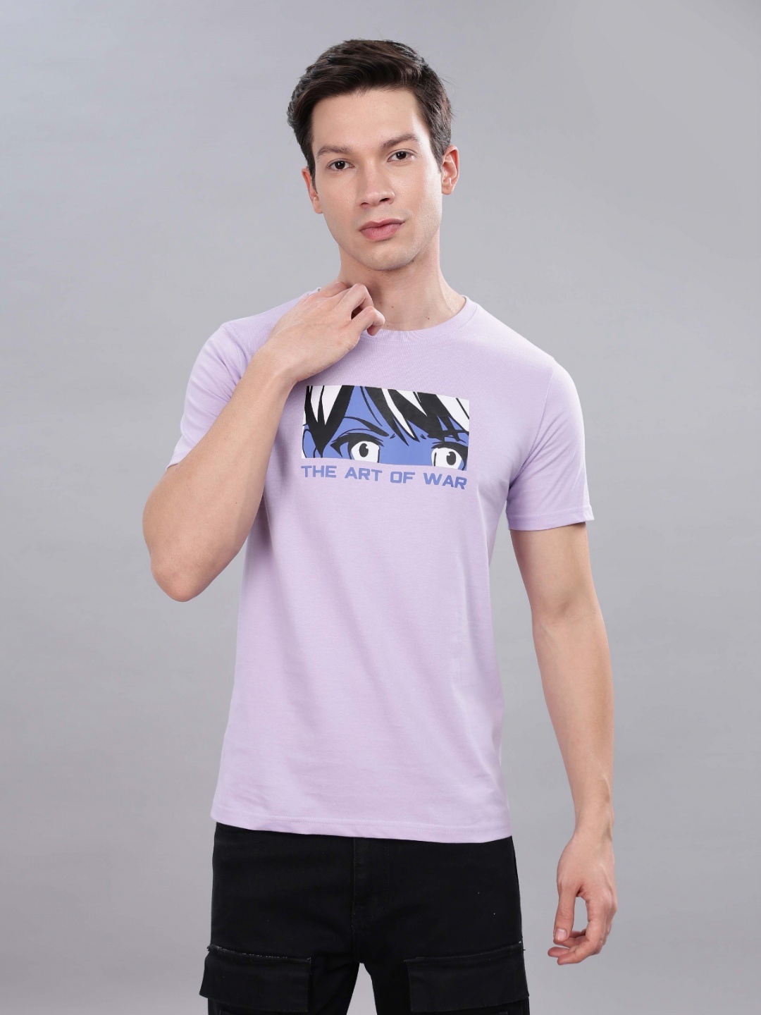 

TOMHIDDLE Men Graphic Printed Round Neck Cotton T-shirt, Lavender