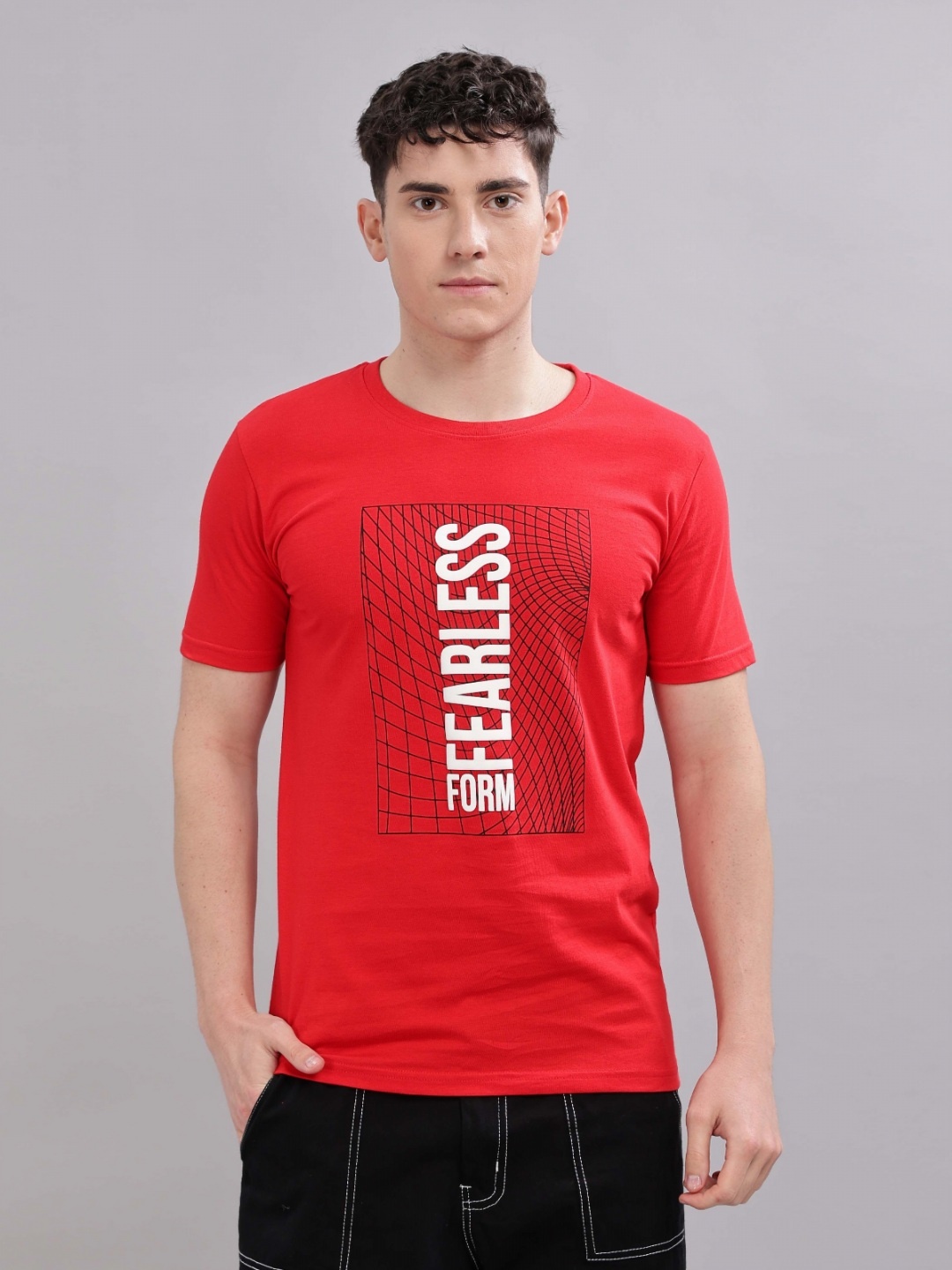 

TOMHIDDLE Men Typography Printed Round Neck Cotton T-shirt, Red