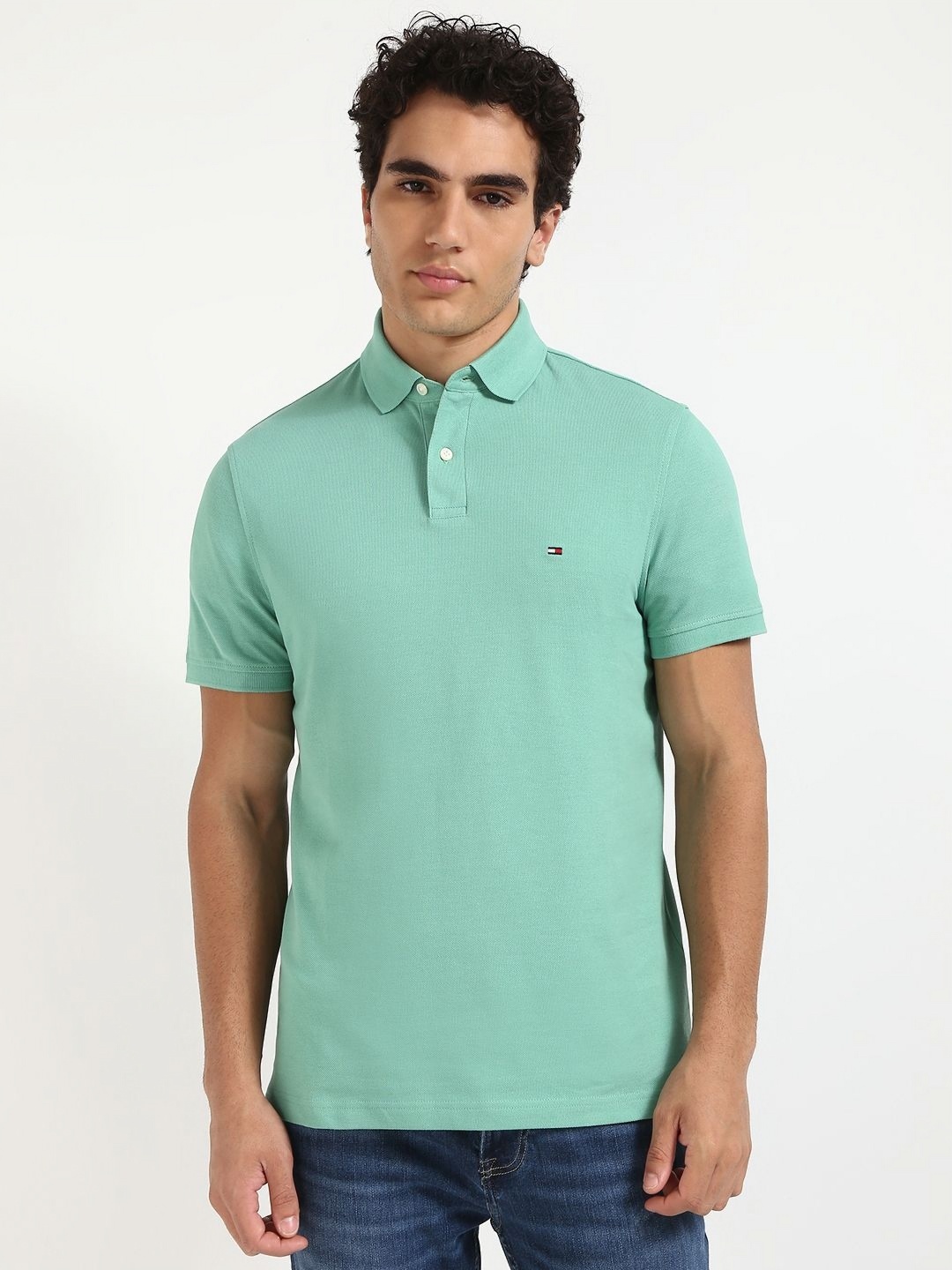 

Tommy Hilfiger Men Solid Polo Collar Cotton T-shirt, Green