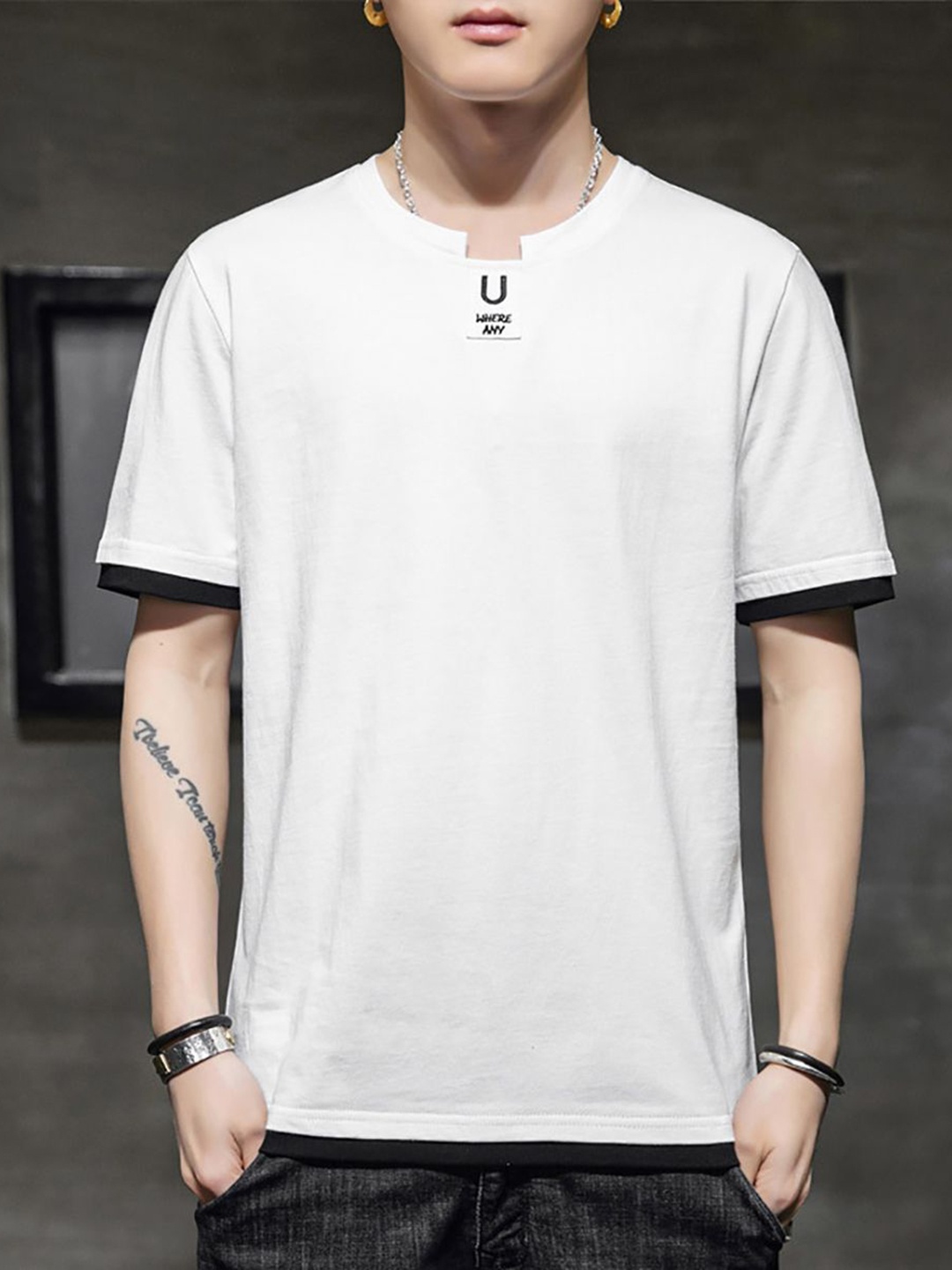 

StyleCast x Revolte Men Solid Round Neck Cotton T-shirt, Off white