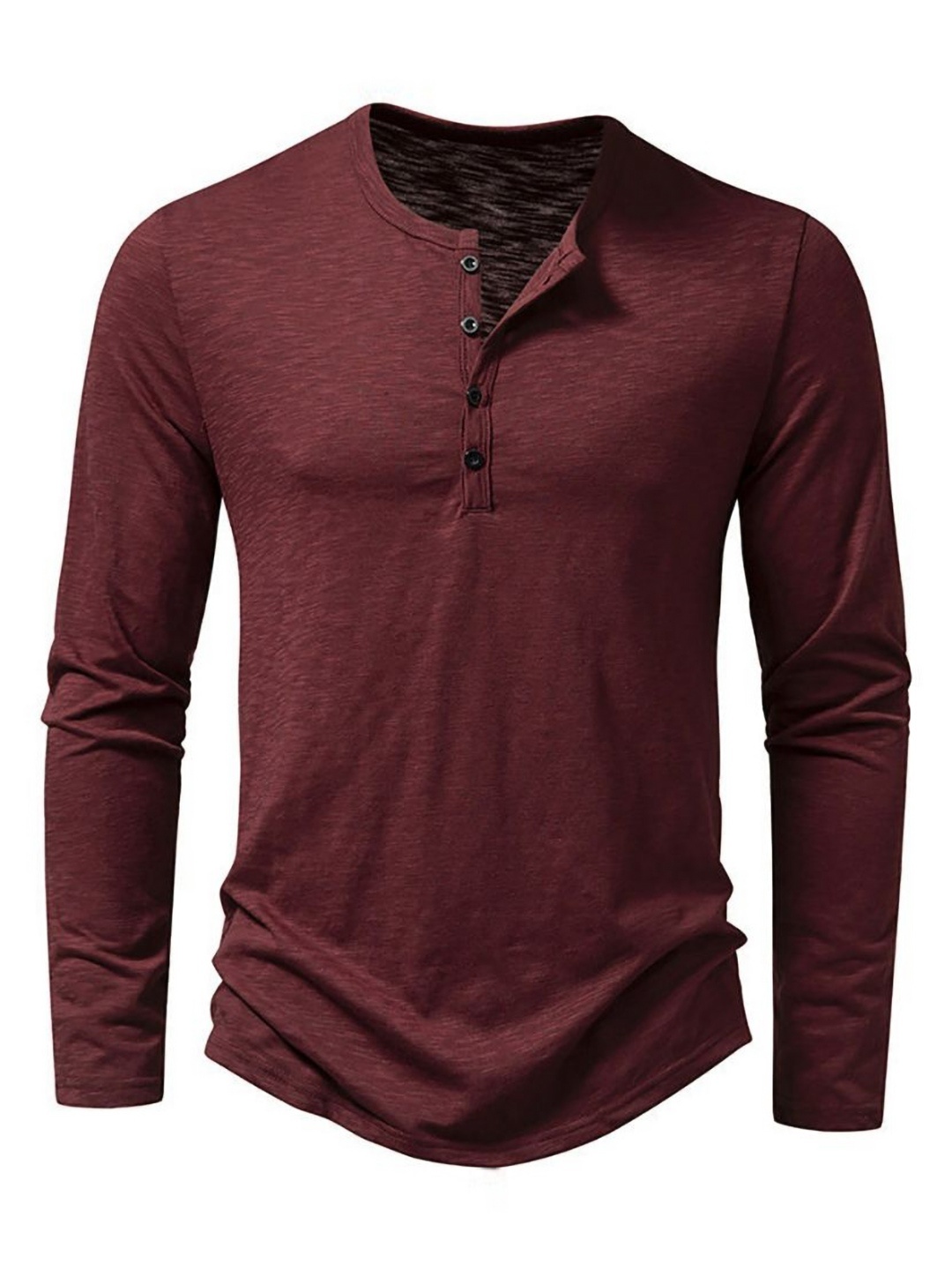 

StyleCast x Revolte Men Solid Henley Neck T-shirt, Maroon