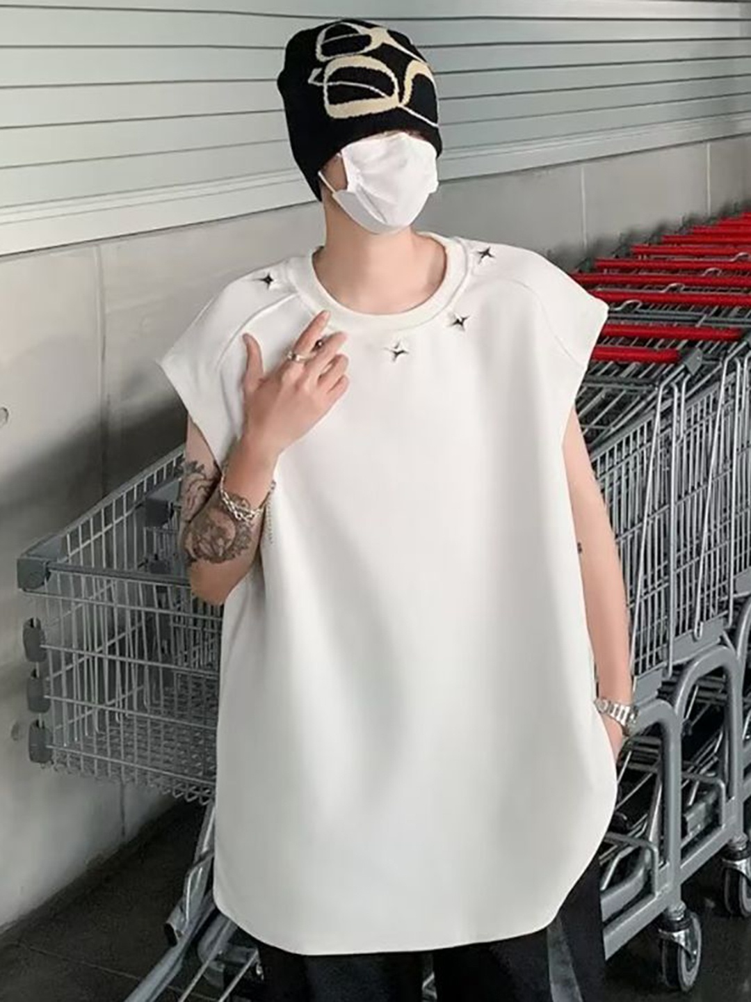 

StyleCast x Revolte Men Solid Round Neck Oversized T-shirt, Off white