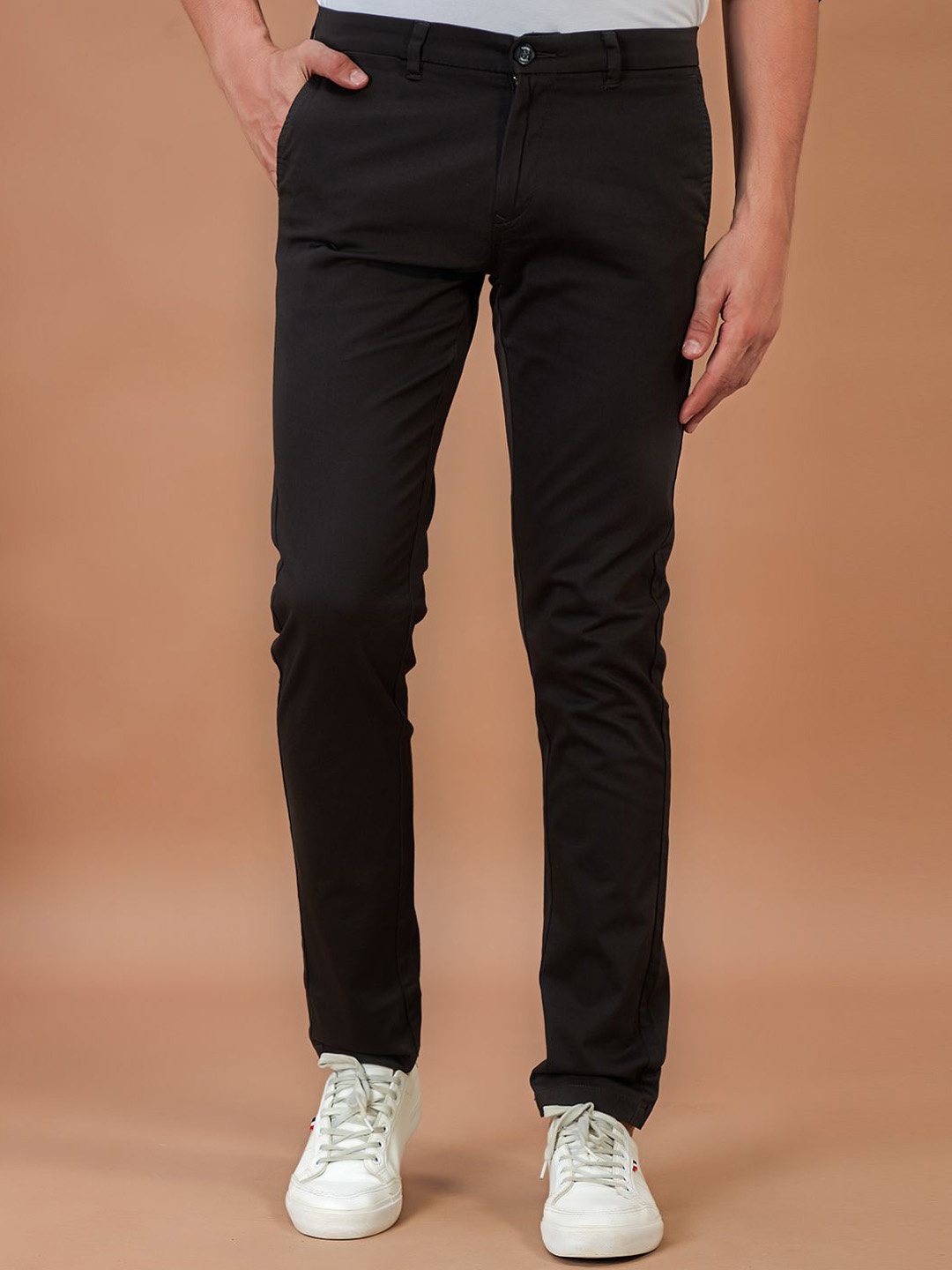 

THINC Men Mid-Rise Slim Fit Chinos Trouser, Black