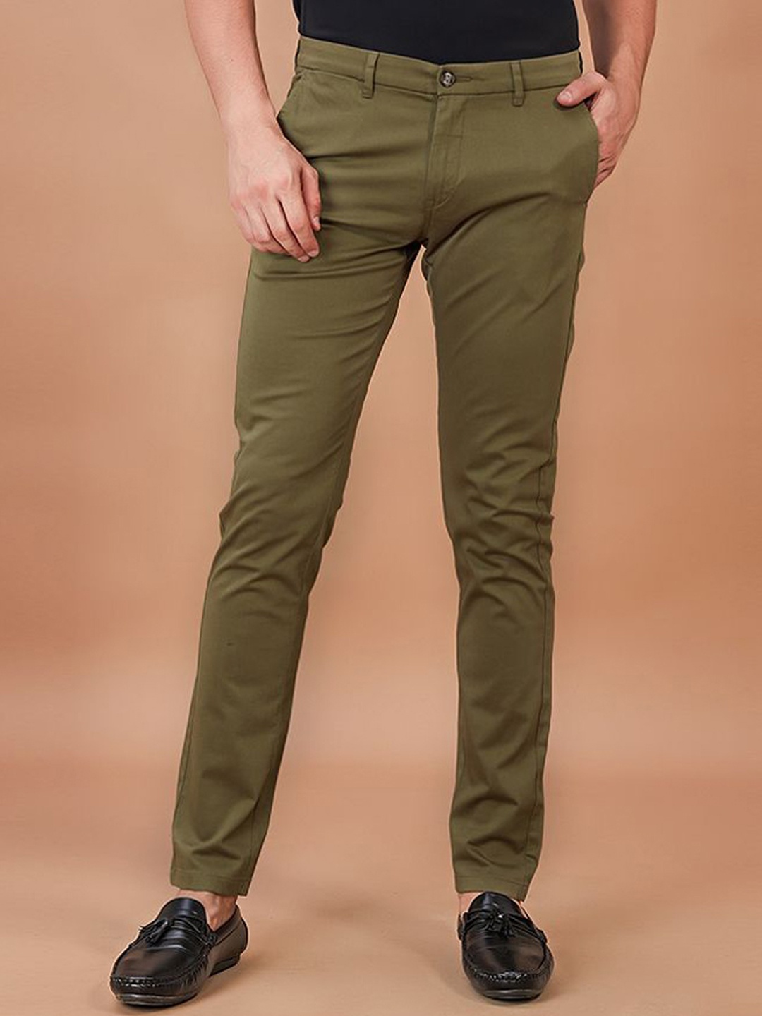 

THINC Men Slim Fit Mid-Rise Trouser, Olive