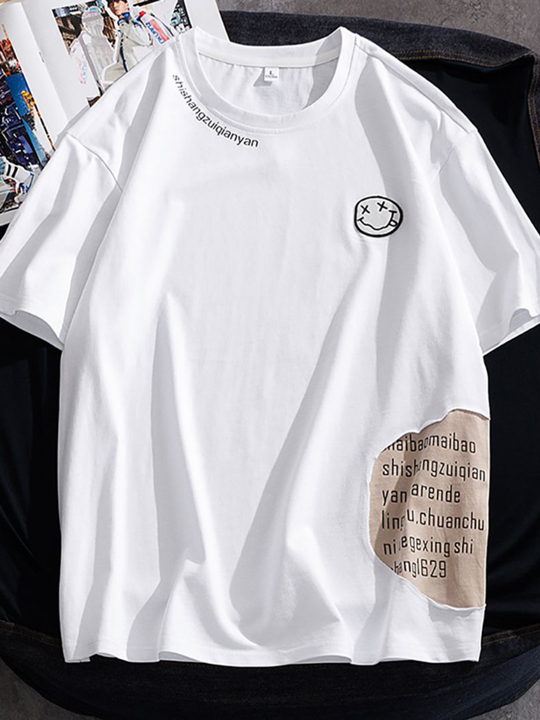 

StyleCast x Revolte Men Typography Printed Round Neck Cotton Relaxed Fit T-shirt, White