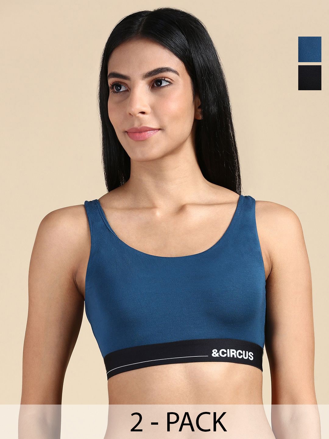 

&CIRCUS Women Pack of 2 Full Coverage Seamless Non-Wired Bra, Blue