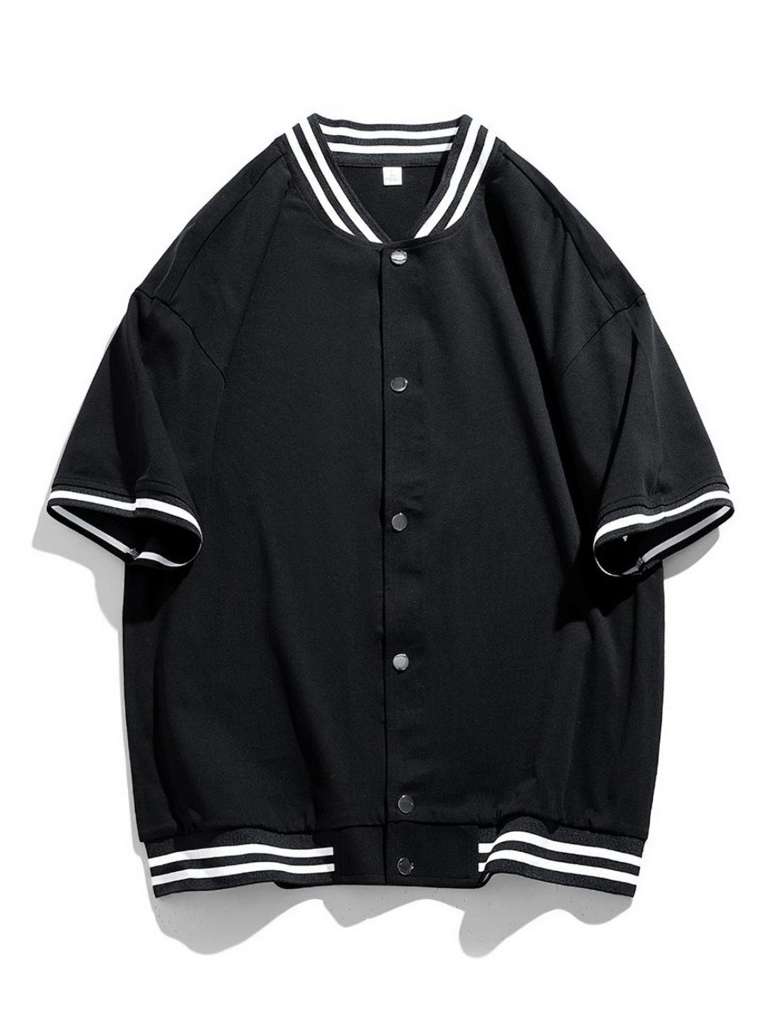 

StyleCast x Revolte Men Striped Mandarin Collar Cotton Bomber Jacket, Black