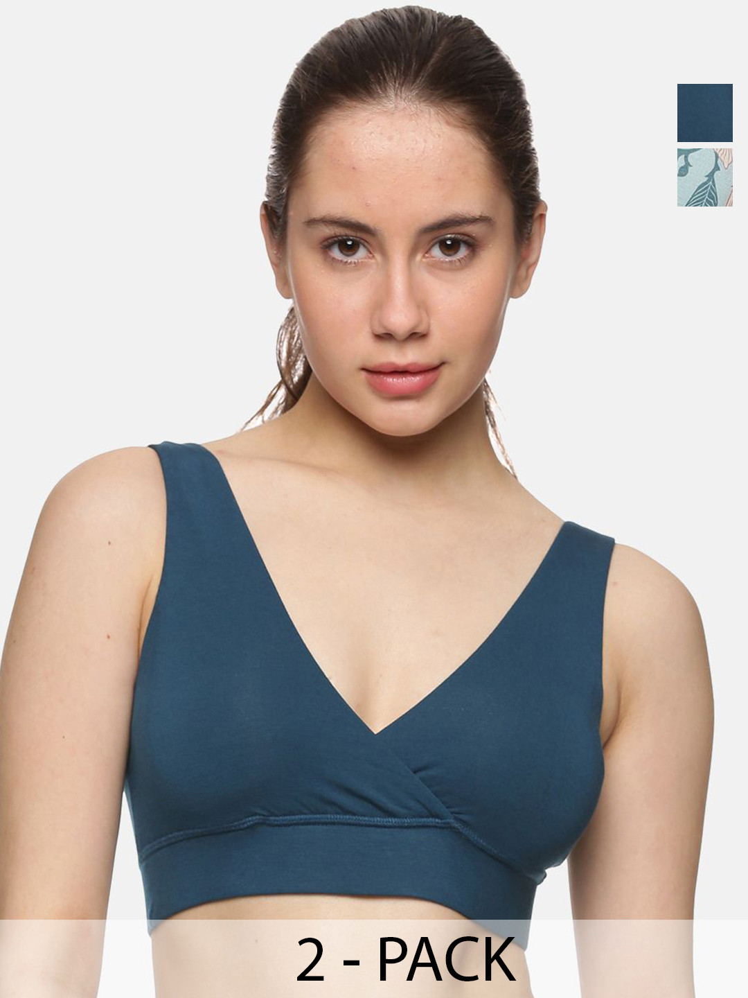 

&CIRCUS Women Pack of 2 Floral Printed Medium Coverage Maternity Bra, Blue