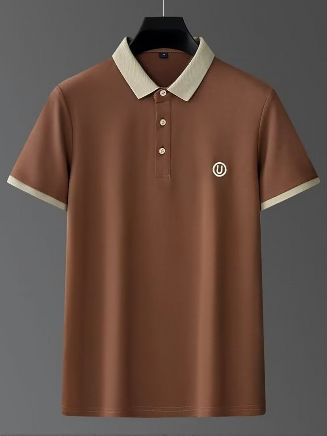 

StyleCast x Revolte Men Solid Polo Collar T-shirt, Brown