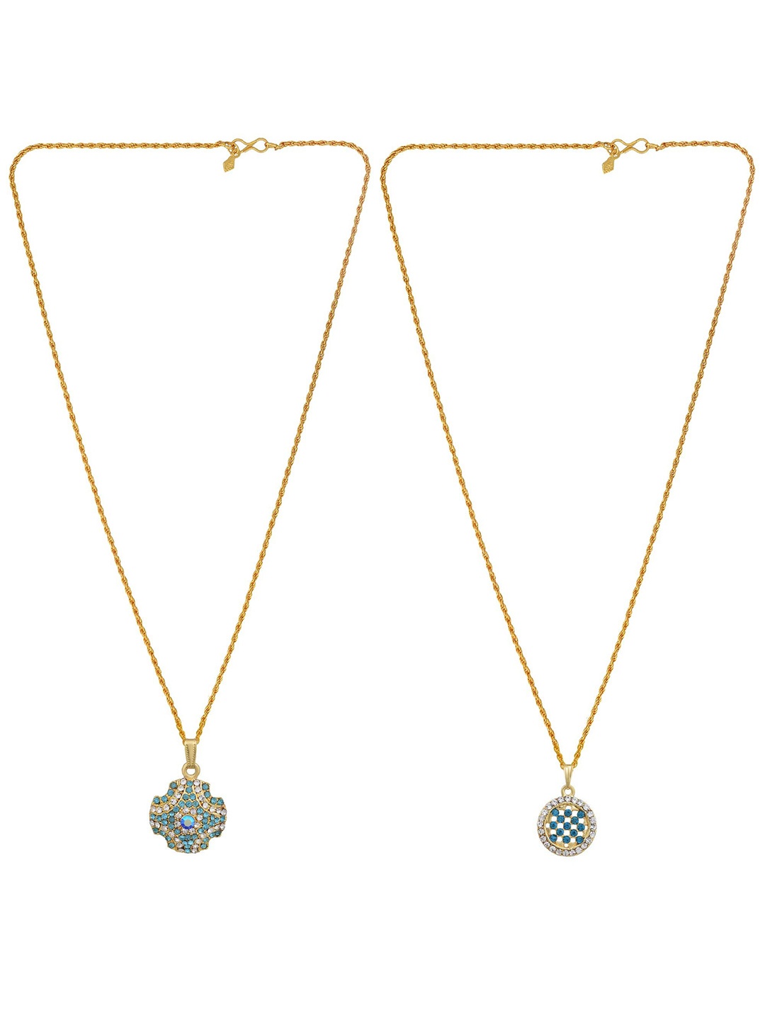

MEMOIR Set Of 2 Gold-Plated Star & Round Cubic Zirconia Pendants With Chain