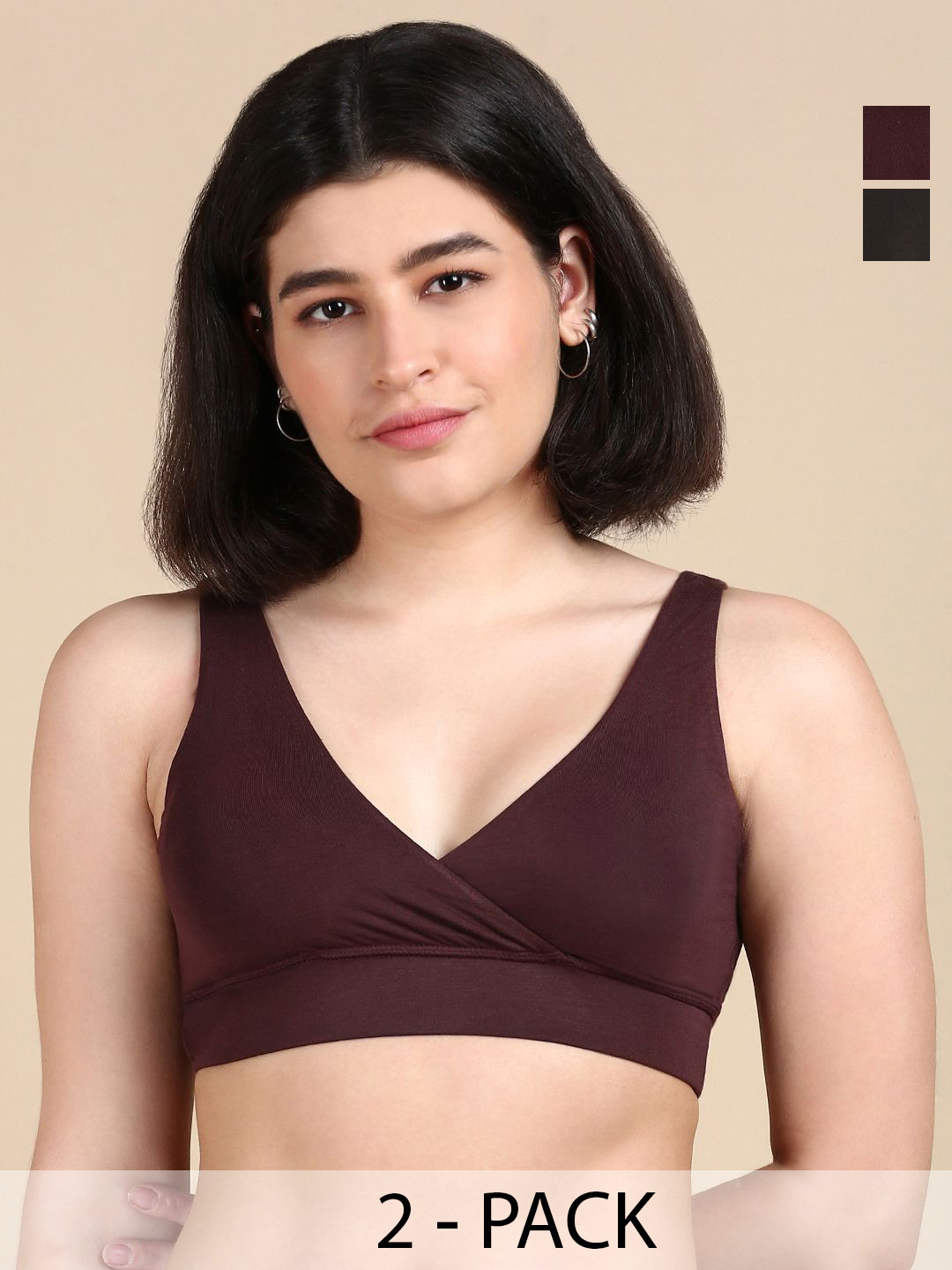 

&CIRCUS Women Pack of 2 Medium Coverage Seamless Workout Bra, Black