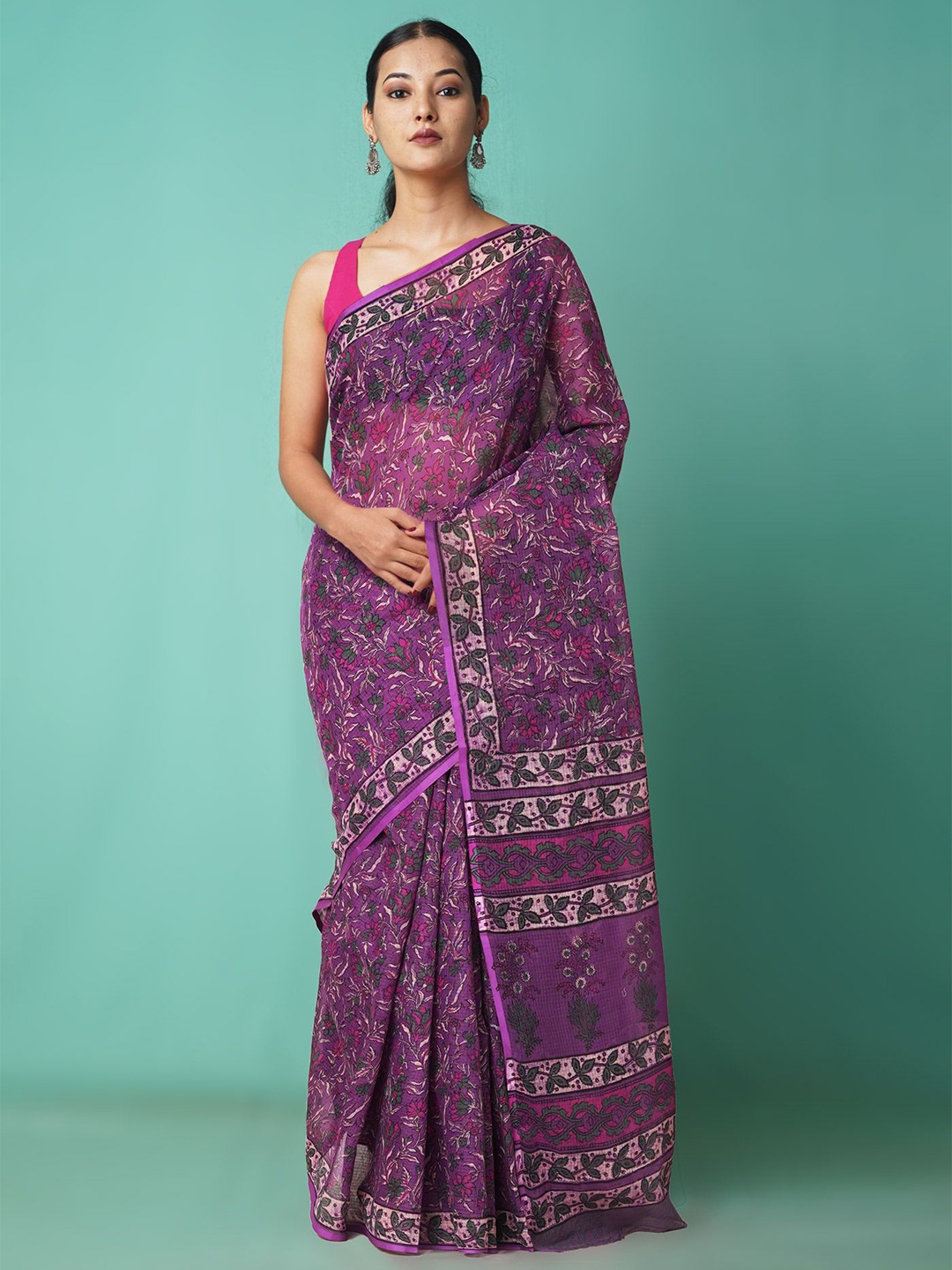

Unnati Silks Floral Net Handloom Kota Saree, Purple