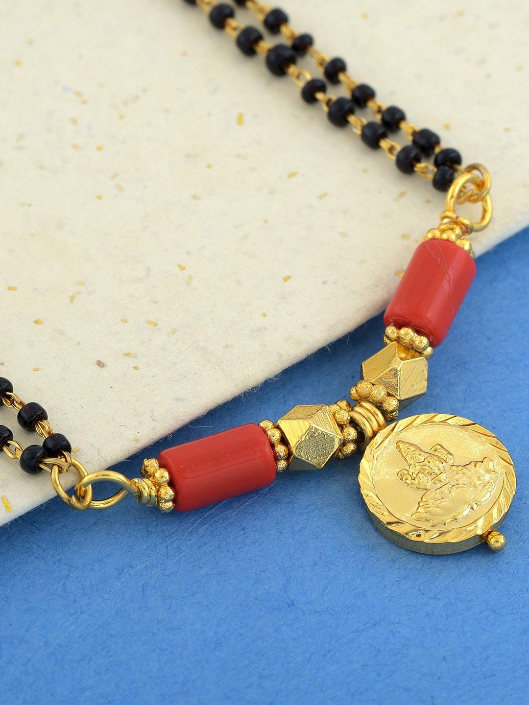 

MEMOIR Gold-Plated Stones Studded & Beads Mangalsutra