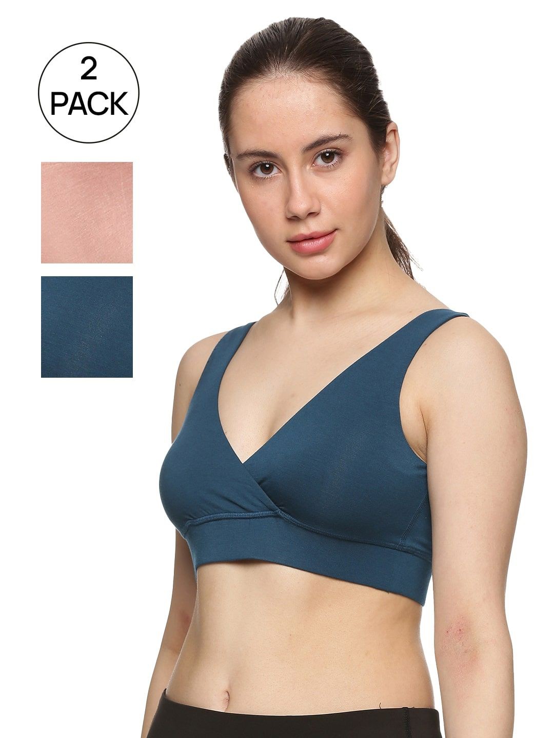 

&CIRCUS Women Pack of 2 Non Padded Medium Coverage Maternity Bra, Blue