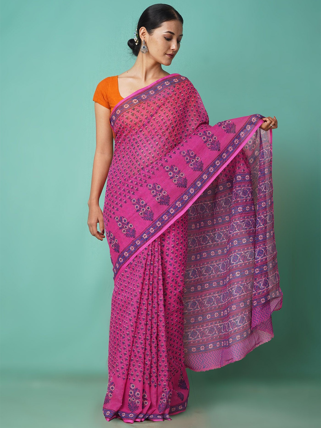 

Unnati Silks Floral Net Handloom Kota Saree, Pink