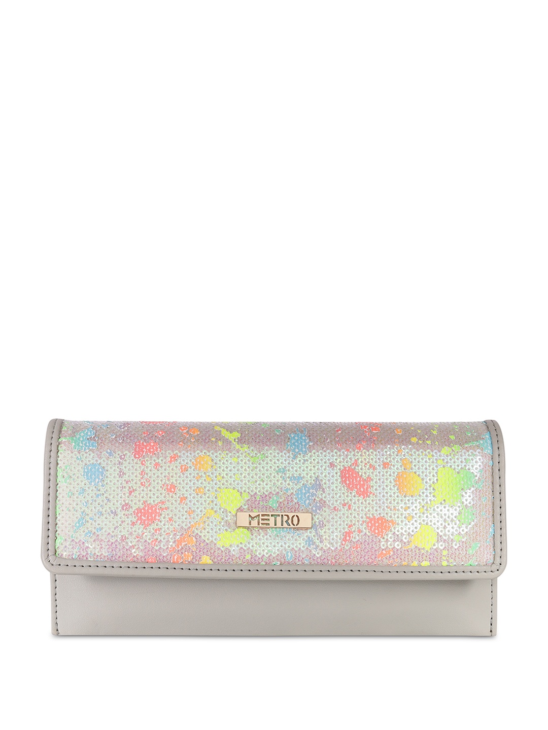 

Metro Women Embellished Abstract Printed Envelope, Grey
