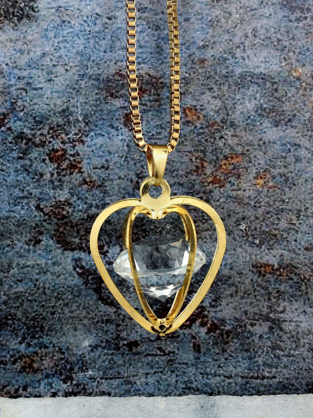 

MEMOIR Gold-Plated Cubic Zirconia Studded Cage Pendant With Chain