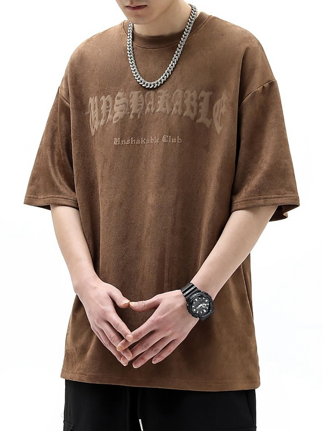 

StyleCast x Revolte Men Graphic Printed Round Neck Oversized T-shirt, Brown