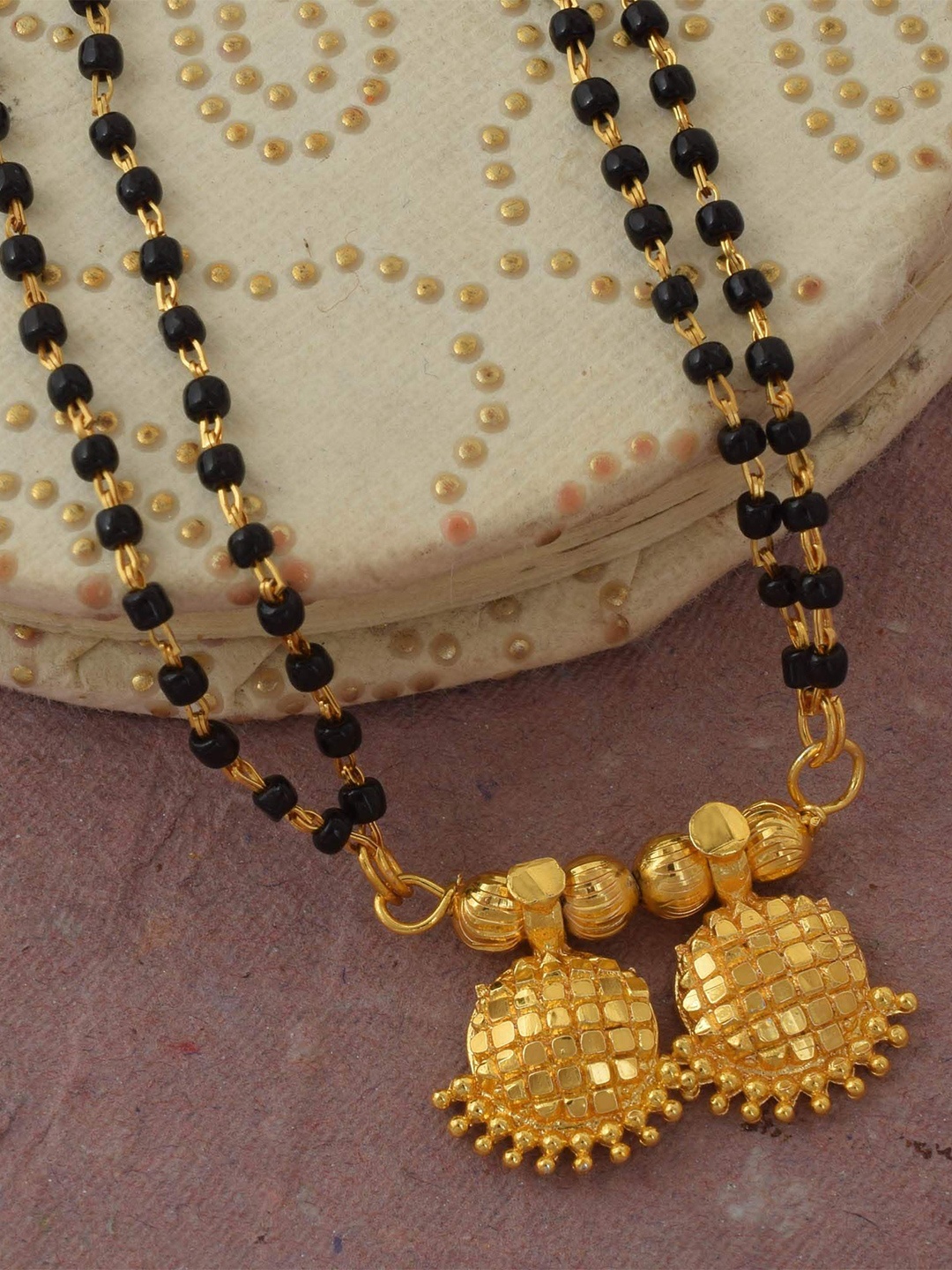 

MEMOIR Gold-Plated Stones Studded & Beads Mangalsutra