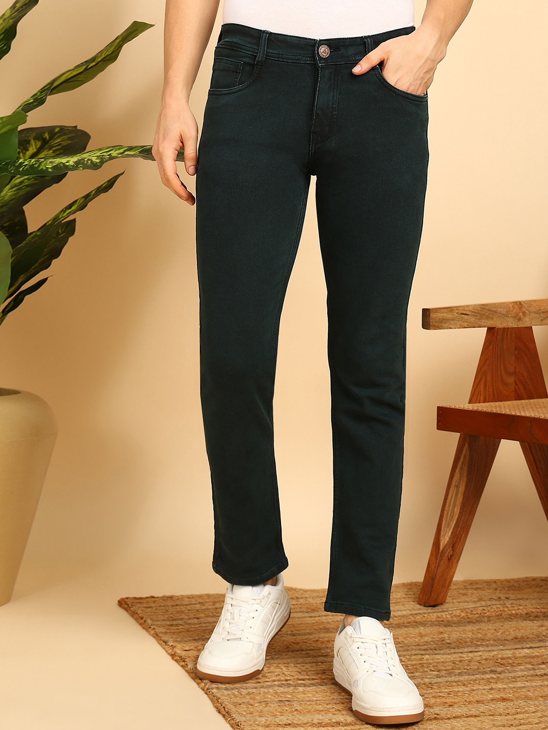 

AFLASH Men Urban Utility Regular Fit Mid-Rise Jeans, Green