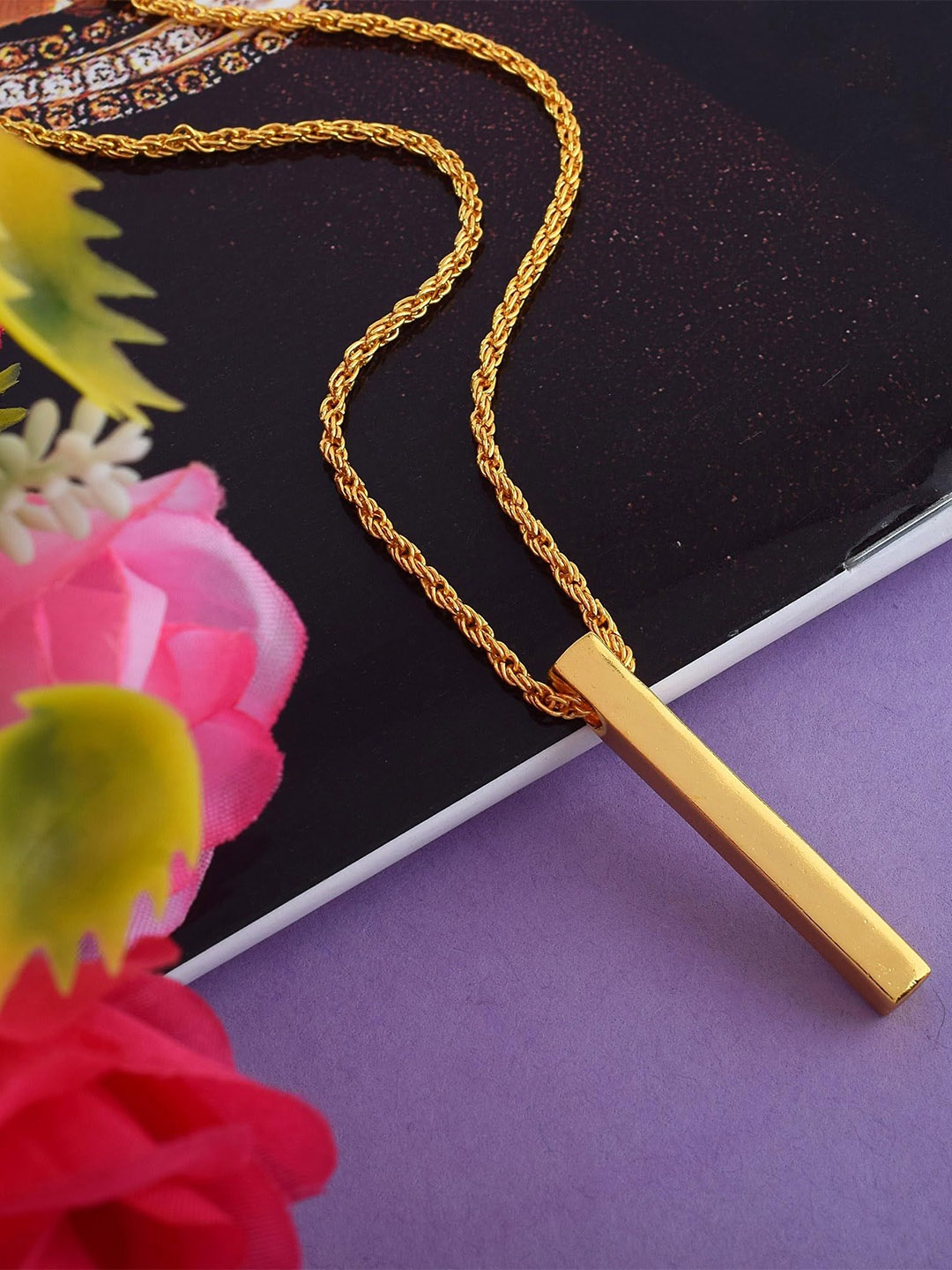 

MEMOIR Gold-Plated Krishna Rectangular Pendant With Chain