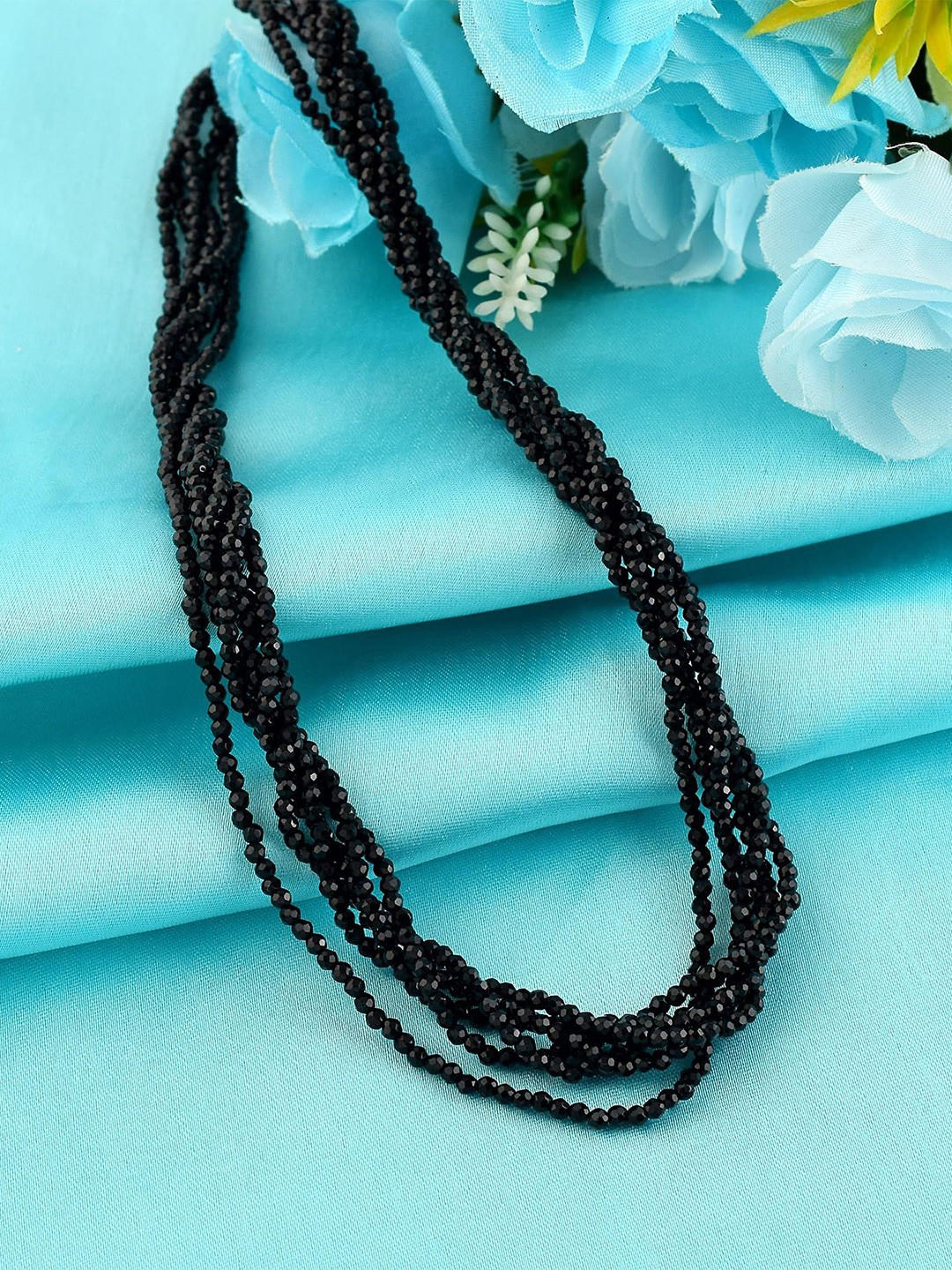 

MEMOIR Unisex Brass-Plated Beaded Necklace, Black