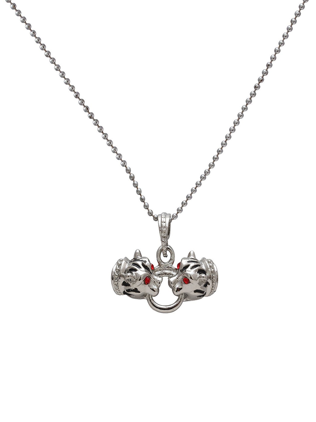 

MEMOIR Unisex Brass-Plated Contemporary Stone Studded Pendant With Chain, Silver