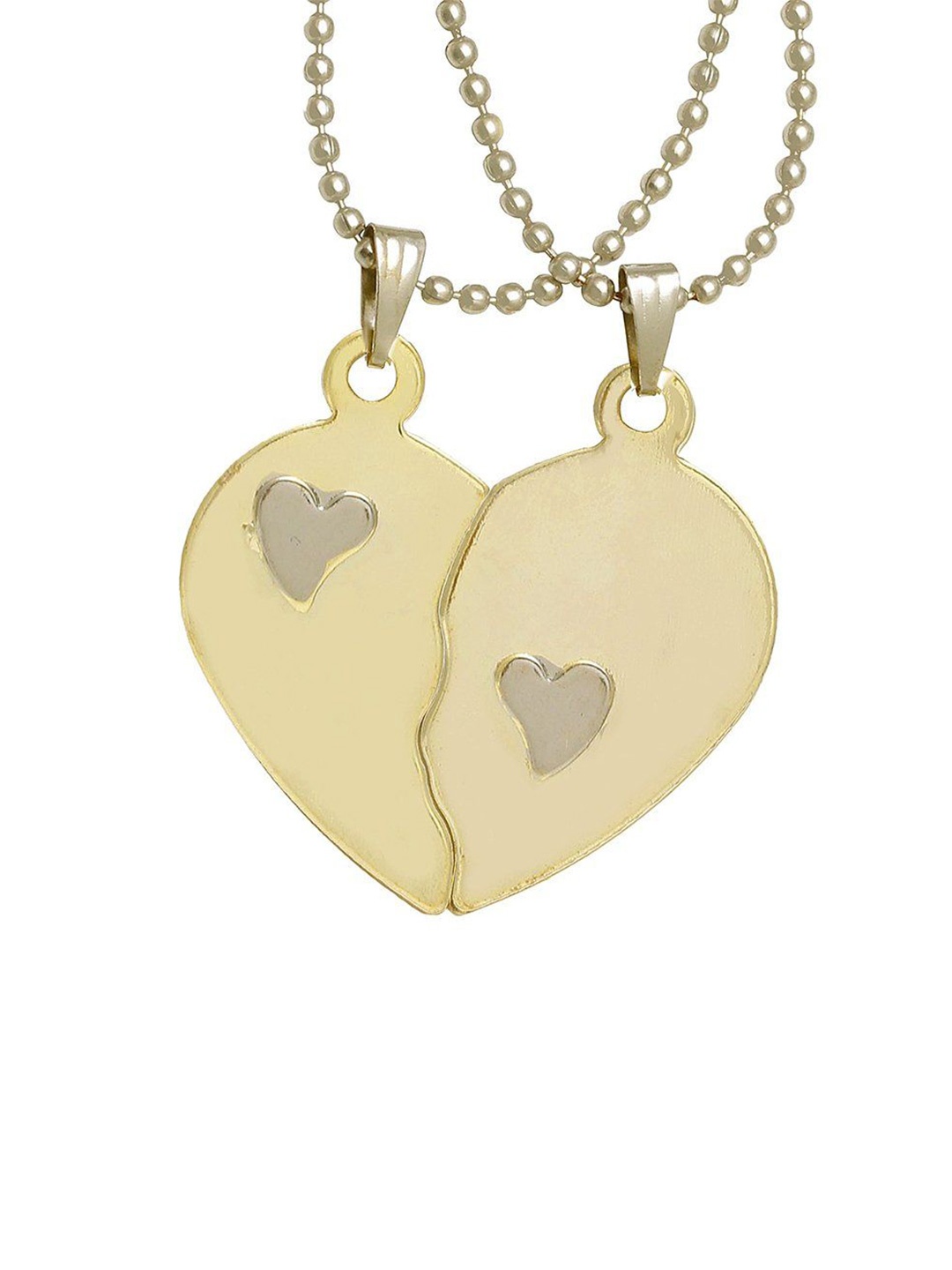 

MEMOIR Set Of 2 Brass-Plated Contemporary Pendants With Chains, Gold