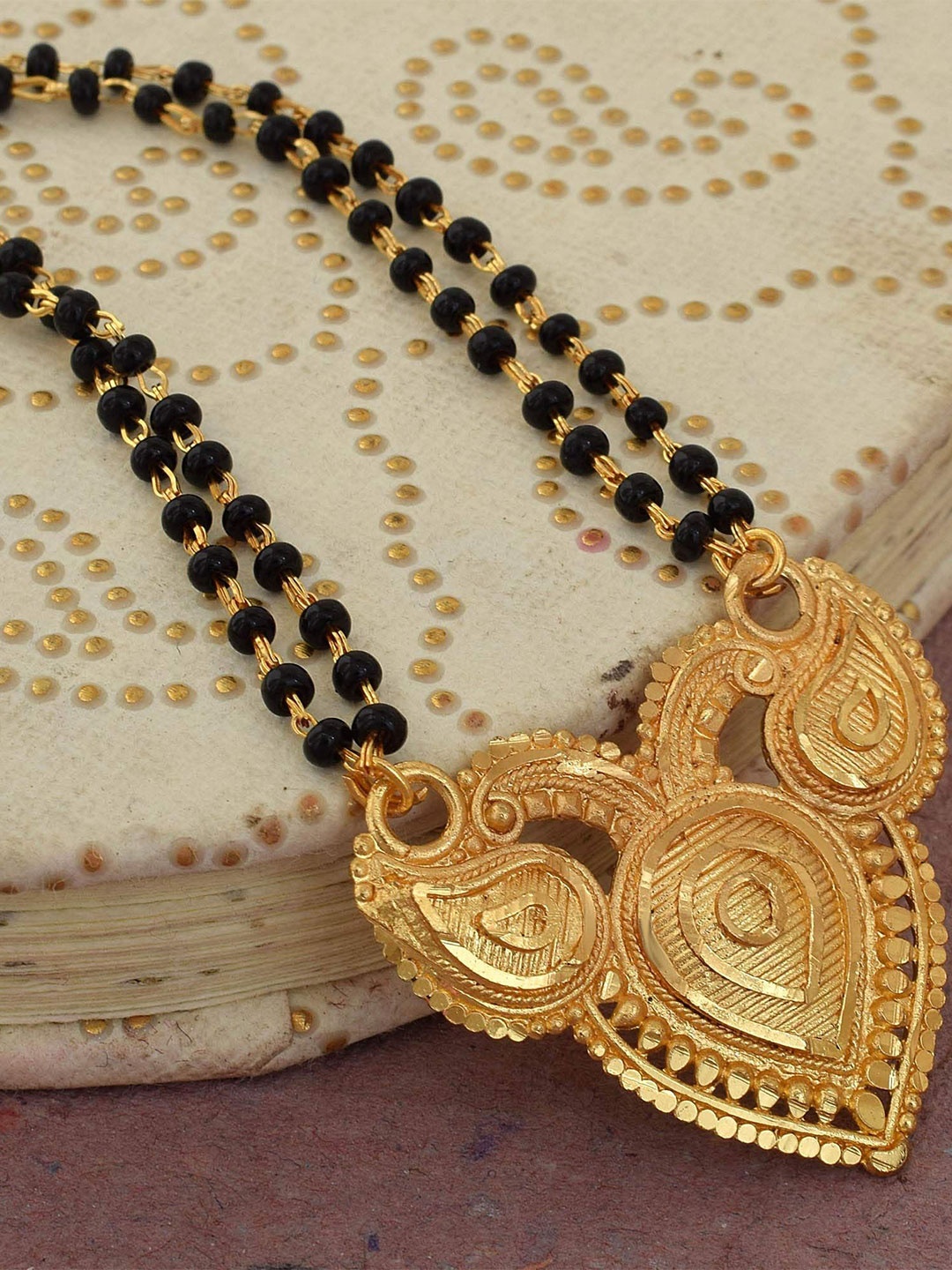 

MEMOIR Gold-Plated Stone Studded & Beaded Mangalsutra