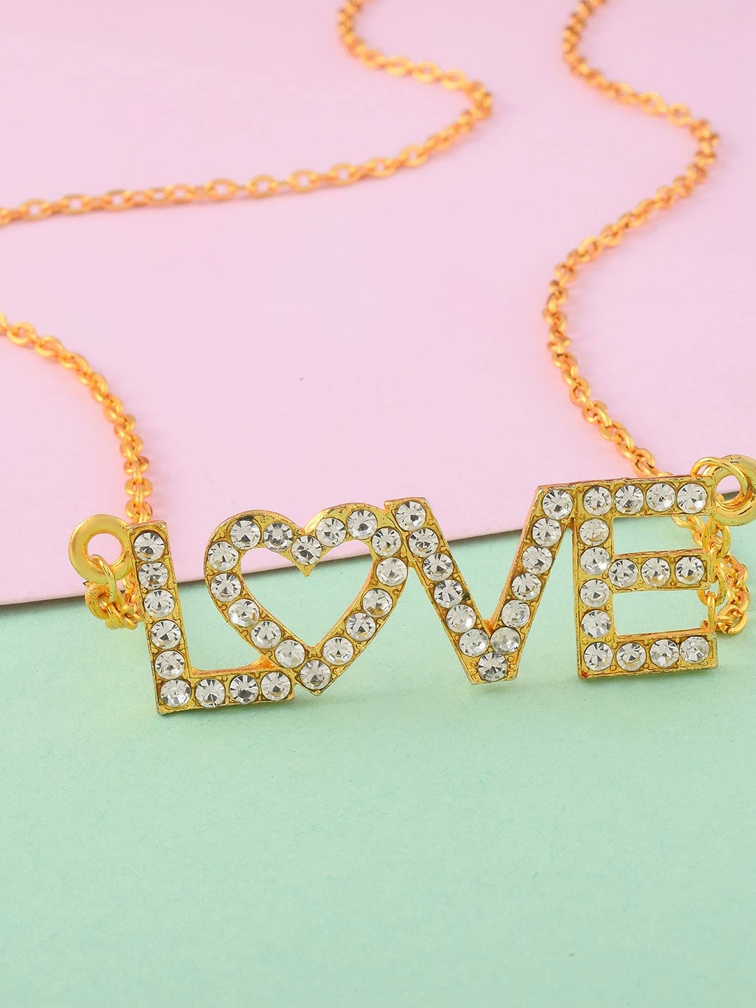 

MEMOIR Unisex Brass-Plated Stone Studded Chain, Gold