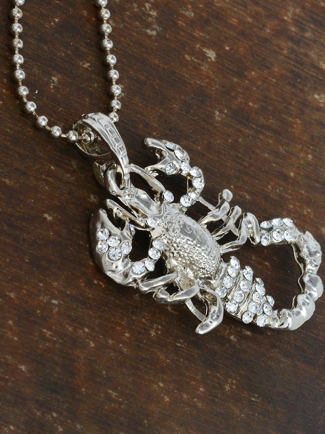 

MEMOIR Unisex Brass-Plated Stone Studded Chain, Silver