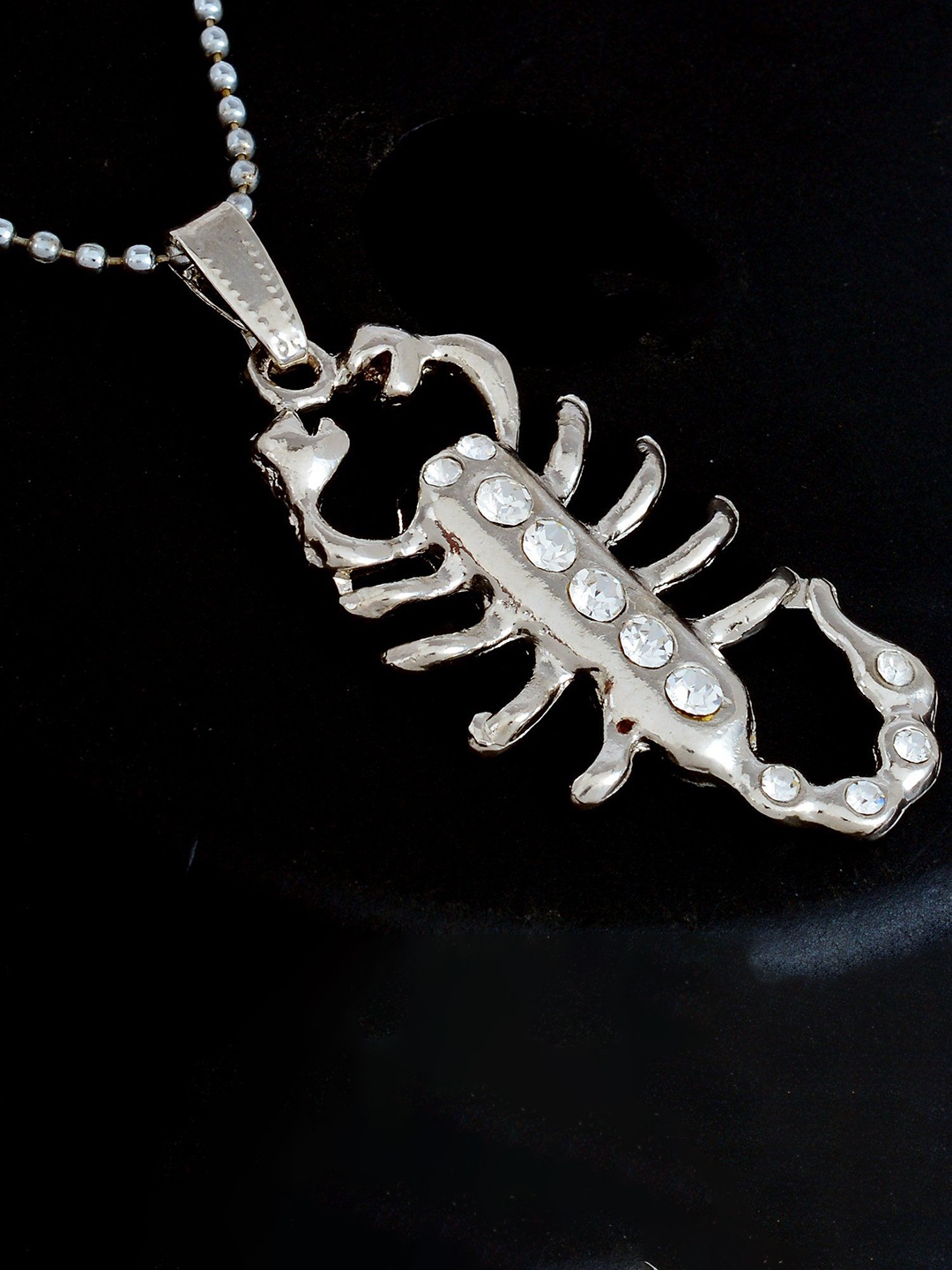 

MEMOIR Unisex Silver-Plated Stones Studded Scorpio Pendant With Chain