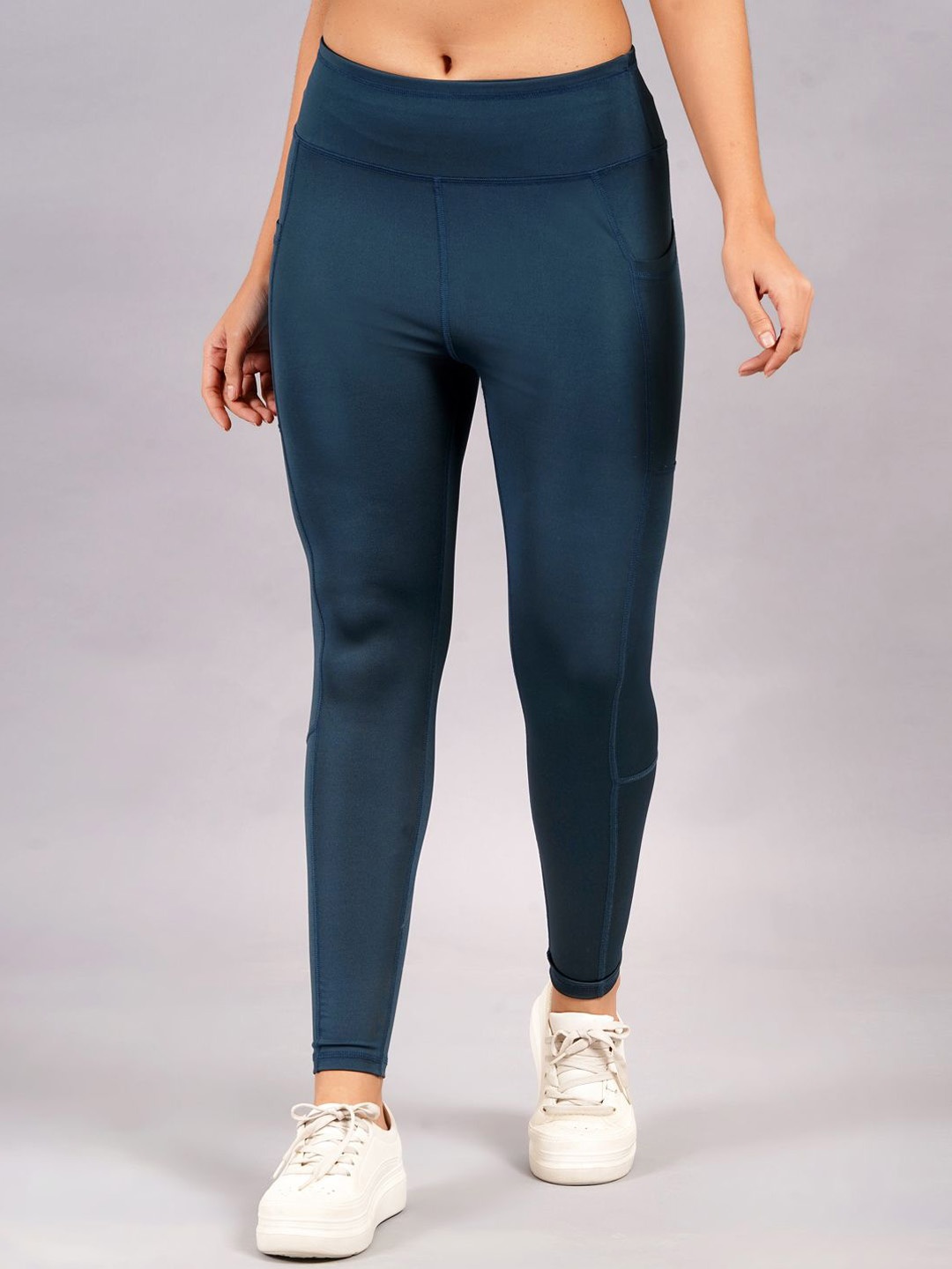 

NEVER LOSE Women High Waisted Ankle-Length Gym Tights, Navy blue