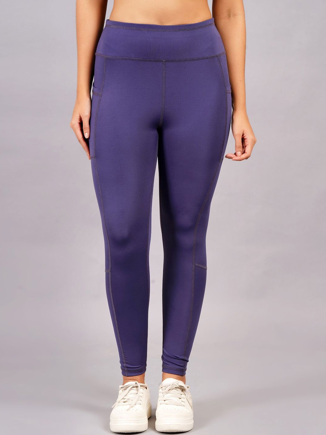 

NEVER LOSE Women High Waist Tummy Control Workout Running Tights, Purple