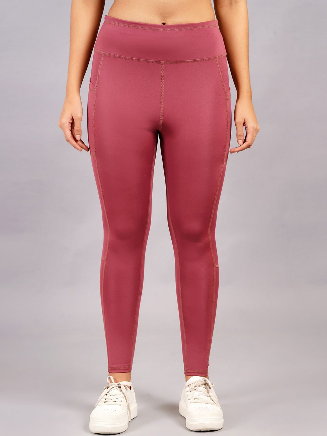 

NEVER LOSE Women High Rise Ankle-Length Gym Tights, Coral