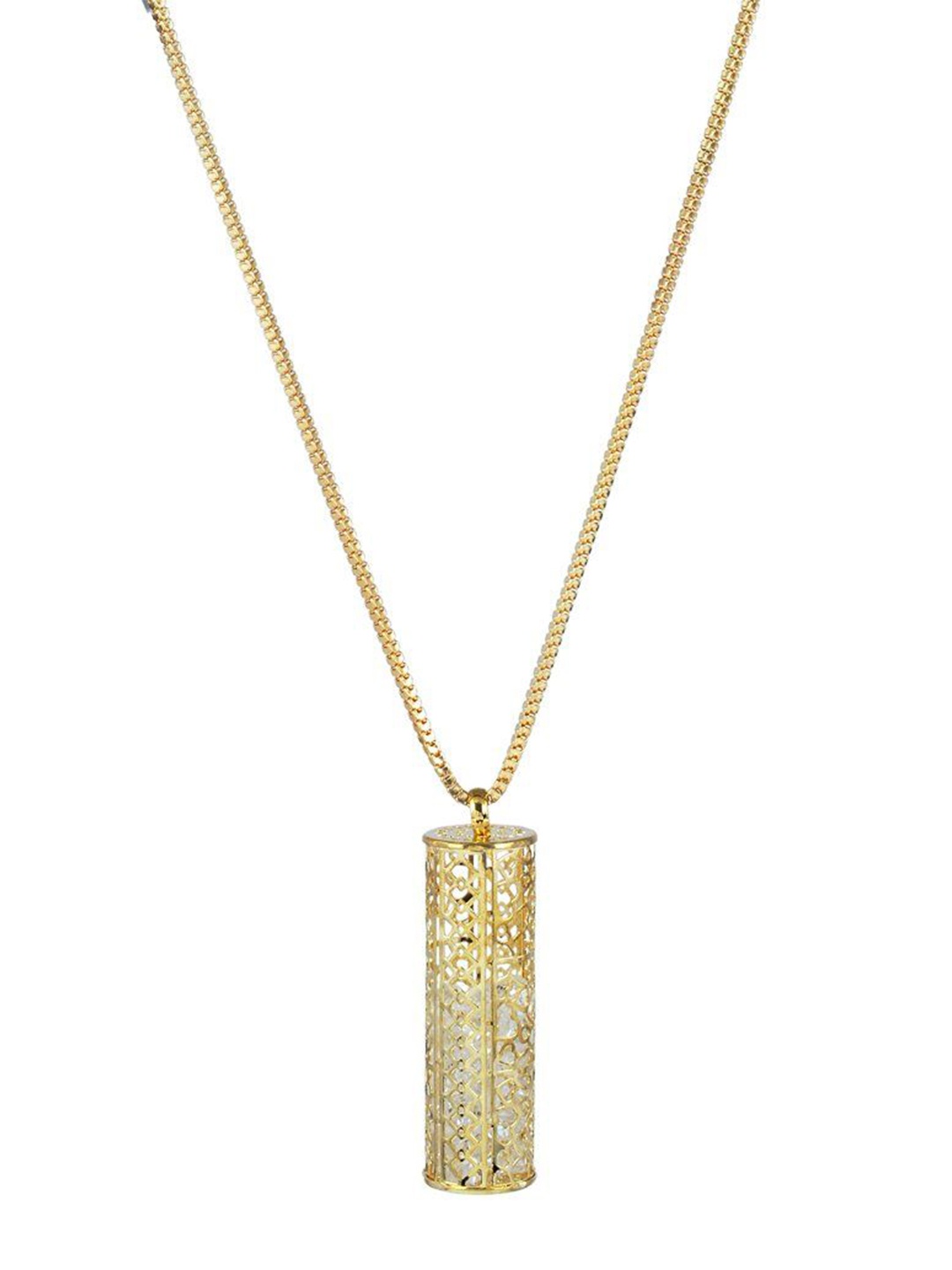 

MEMOIR Unisex Gold-Plated Cylindrical Box Pendant With Chain