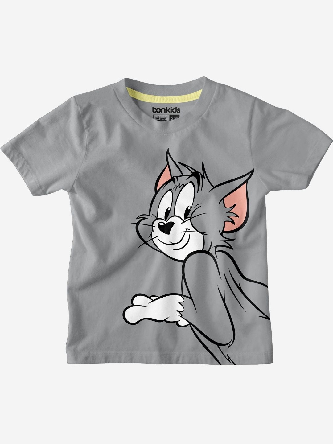 

BONKIDS Boys Graphic Printed Round Neck Cotton Tom & Jerry T-shirt, Grey