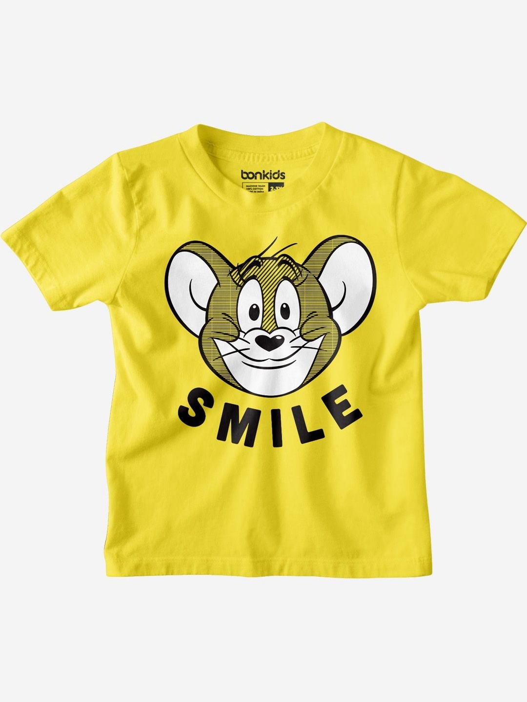 

BONKIDS Boys Graphic Printed Round Neck Cotton Tom & Jerry T-shirt, Yellow