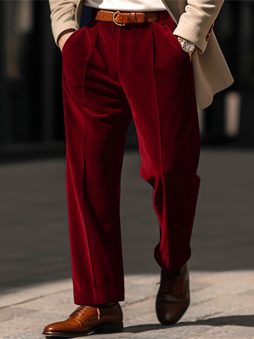 

StyleCast x Revolte Men Regular Fit Mid-Rise Formal Trouser, Maroon