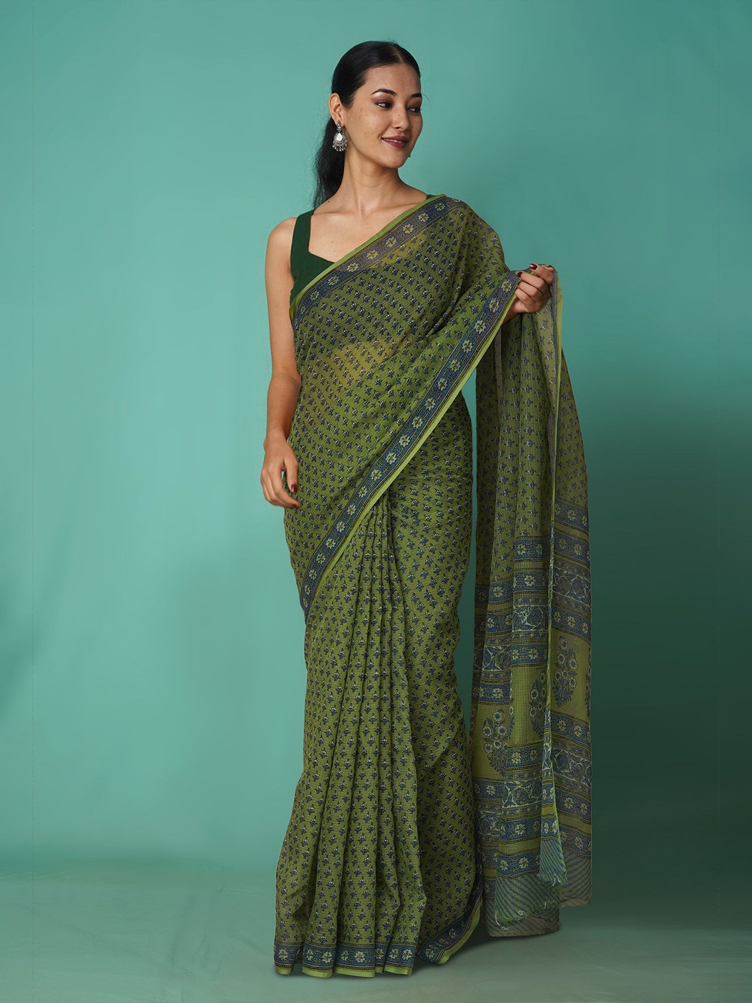 

Unnati Silks Net Handloom Kota Saree, Green