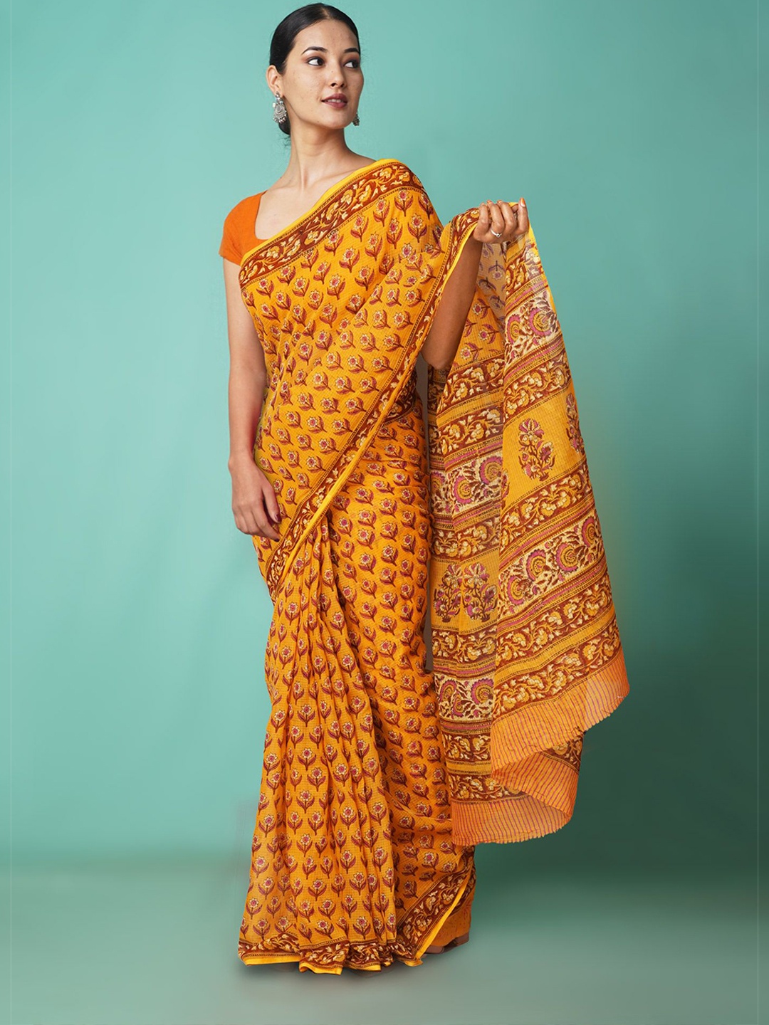 

Unnati Silks Floral Printed Kota Saree, Yellow