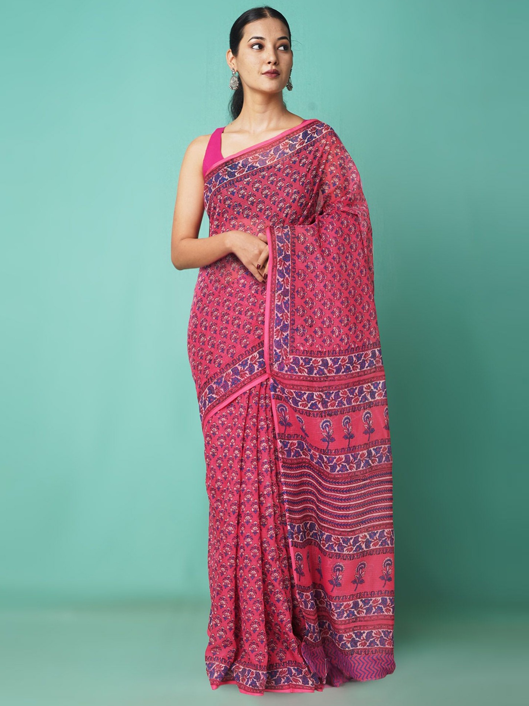 

Unnati Silks Ethnic Motifs Printed Kota Saree, Pink