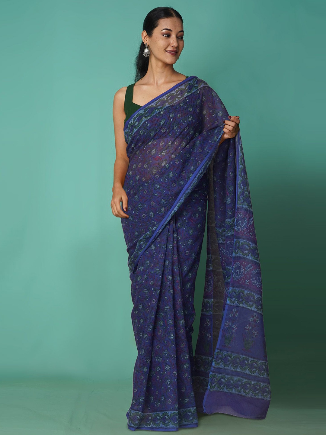 

Unnati Silks Floral Printed Kota Saree, Blue