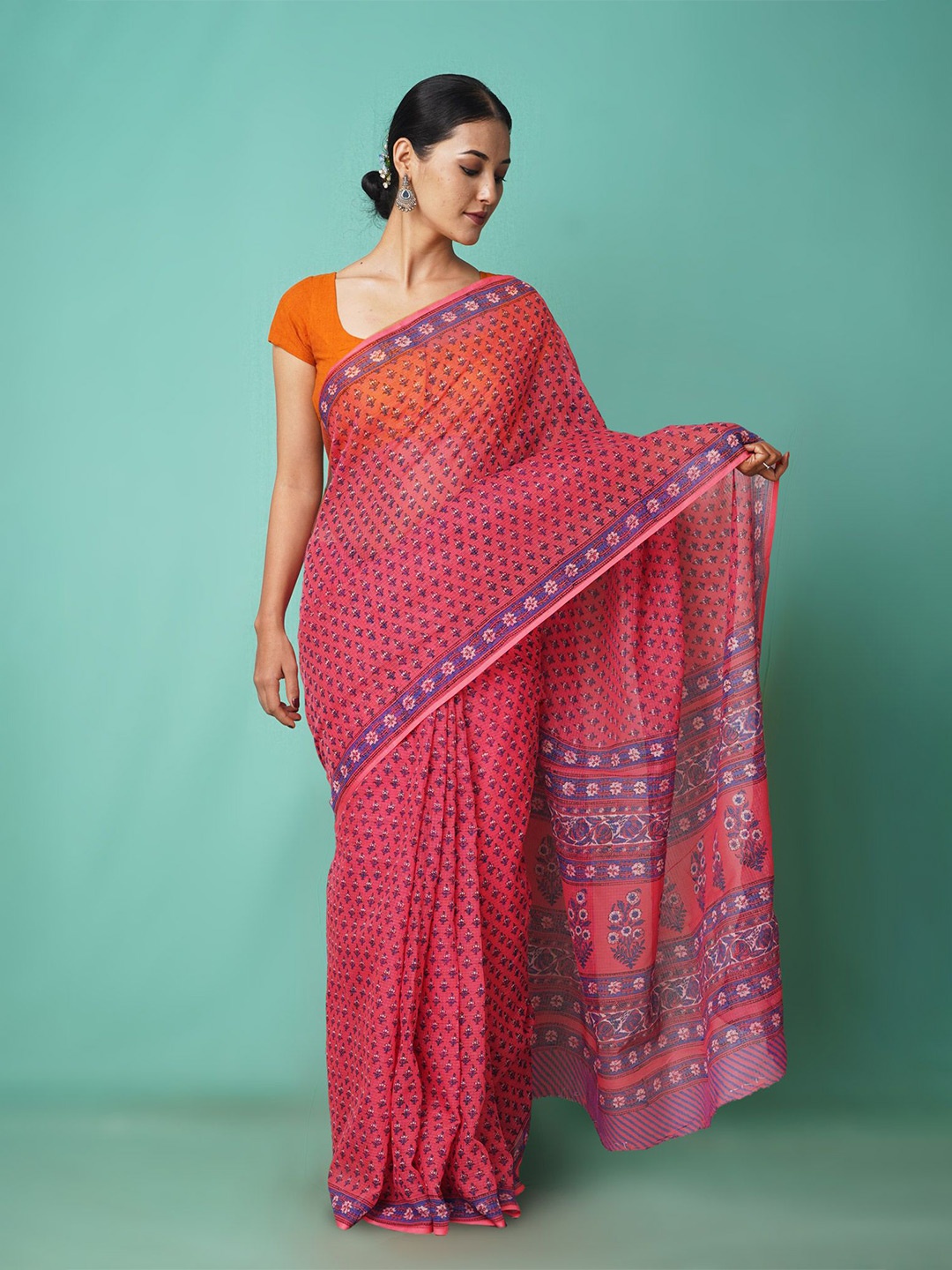 

Unnati Silks Net Handloom Kota Saree, Pink